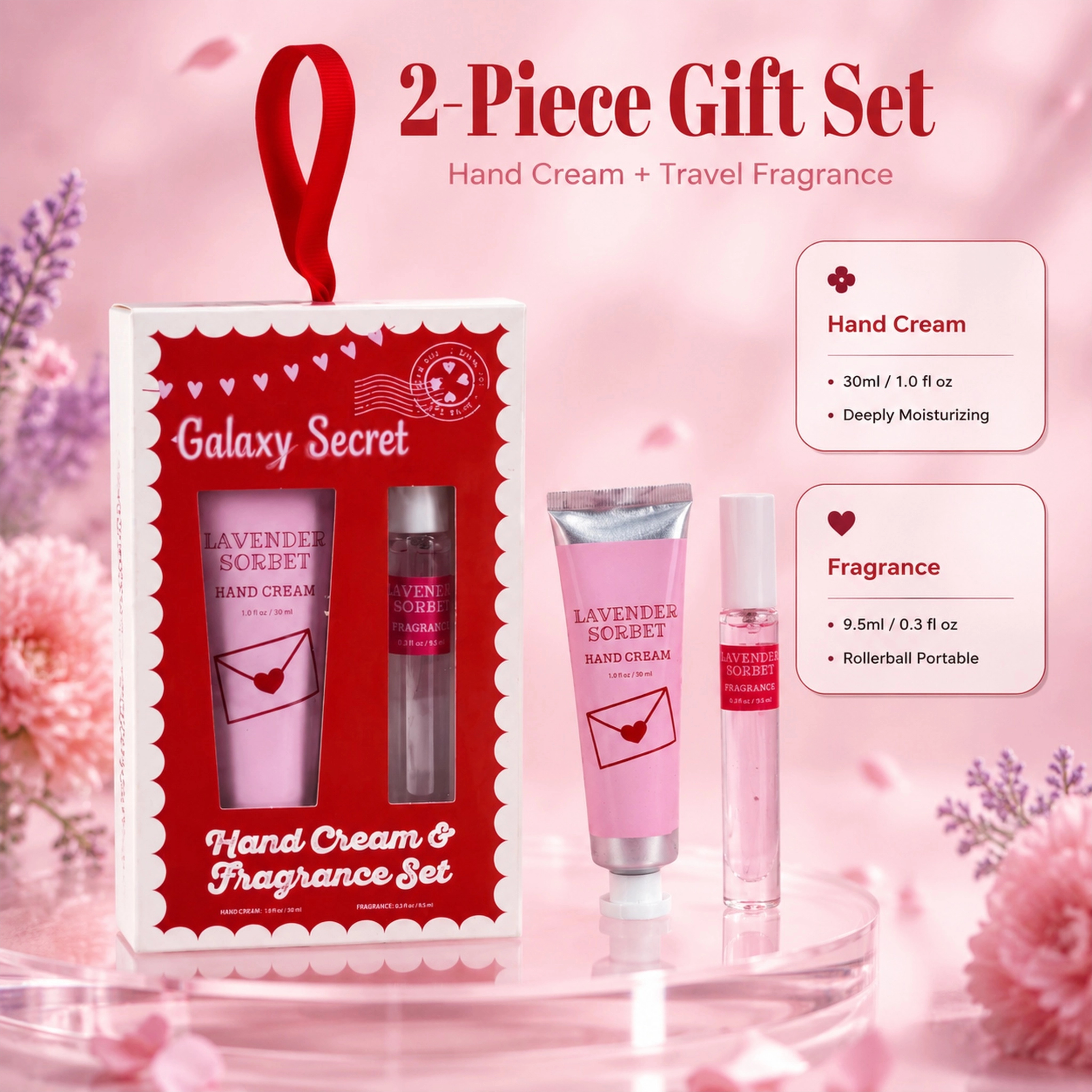 Private Label Custom Travel Body Care Gift Set For Women Moisturizing Hand Cream Perfume Wholesale 2 In 1 Holiday Valentine Gift