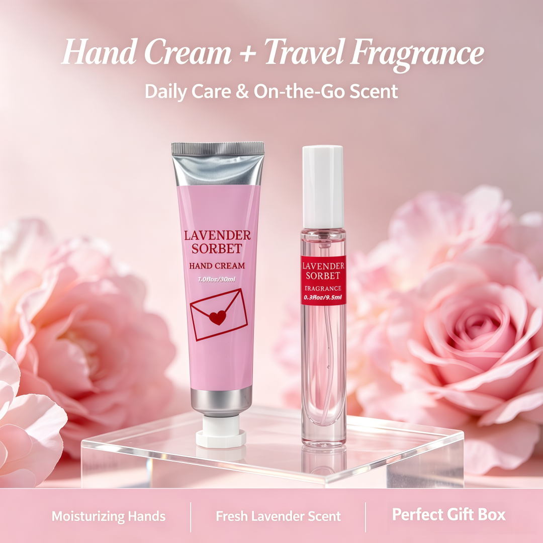 Private Label Custom Travel Body Care Gift Set For Women Moisturizing Hand Cream Perfume Wholesale 2 In 1 Holiday Valentine Gift