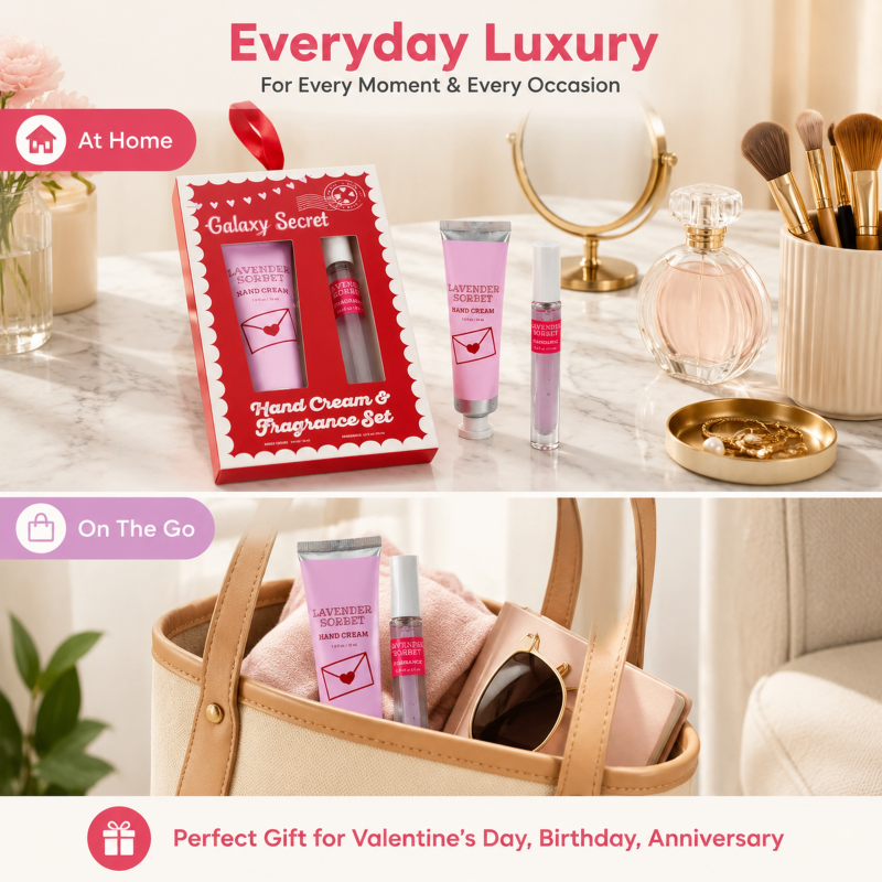 Private Label Custom Travel Body Care Gift Set For Women Moisturizing Hand Cream Perfume Wholesale 2 In 1 Holiday Valentine Gift