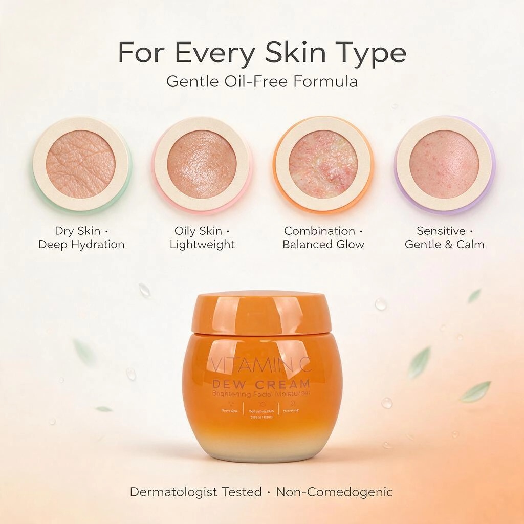 Odm/oem Hot Selling Vitamin C Brightening Facial Dew Cream Moisturizer For Day & Night All Skin Type Daily Face Moisturizer