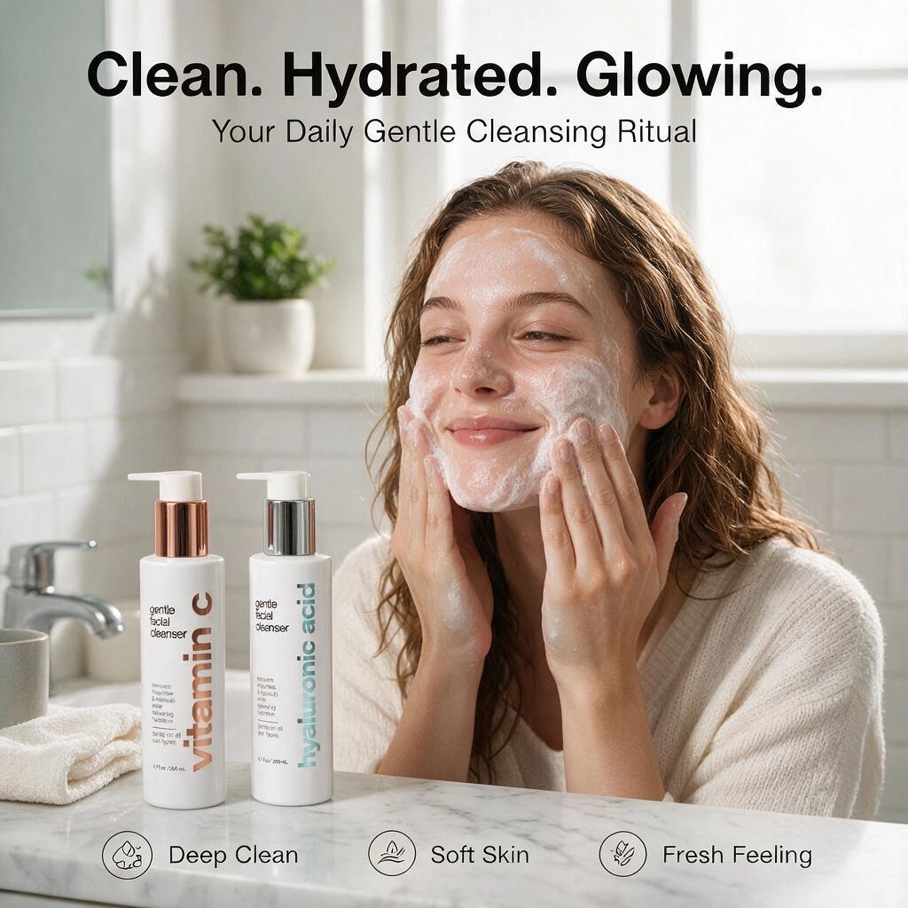 Prival Label Vitamin C & Ha Face Cleanser For Deep Cleaning Removes Impuristies & Makeup Gentle On All Skin Types Face Cleanser