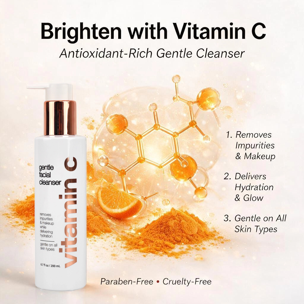 Prival Label Vitamin C & Ha Face Cleanser For Deep Cleaning Removes Impuristies & Makeup Gentle On All Skin Types Face Cleanser