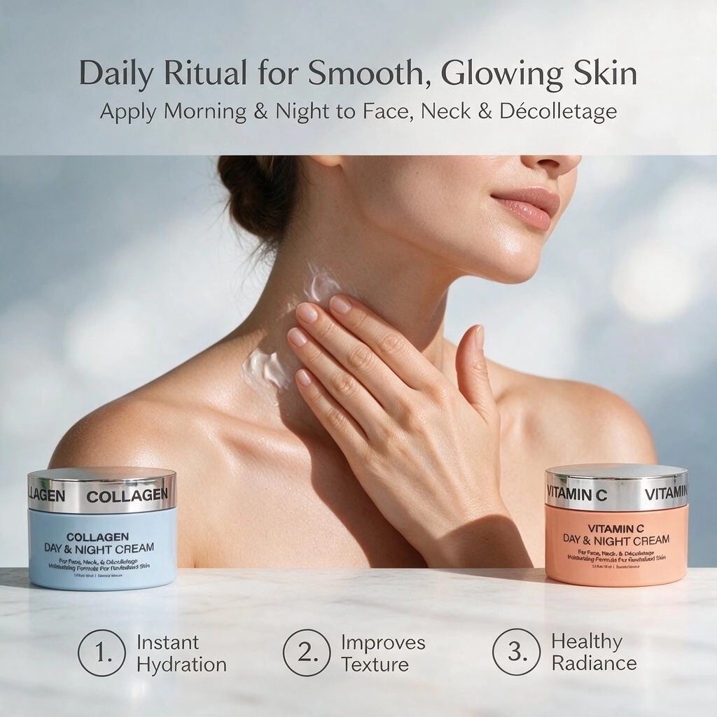 Prival Label Customizable Dual Glow Day & Night Cream Vitamin C Collagen For Deep Hydration & Boosts Skin Elasticity Face Cream