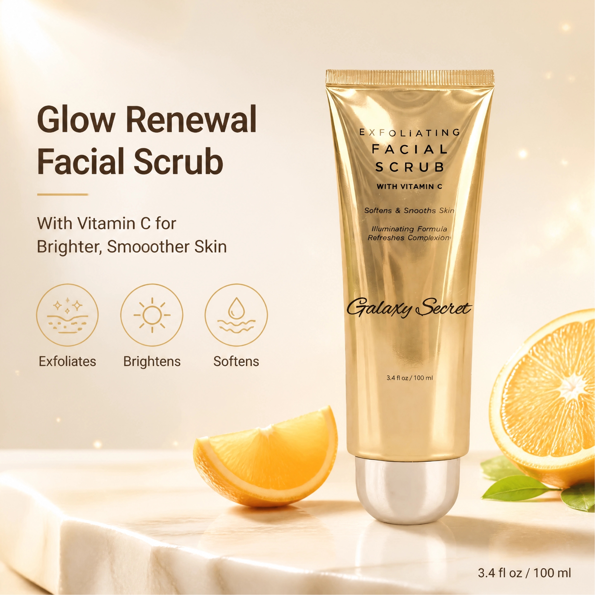 Private Label Deep Exfoliation Vitamin C Facial Scrub To Exfoliate Brighten Soften And Smooth Skin For All Skin Type Face Scrub