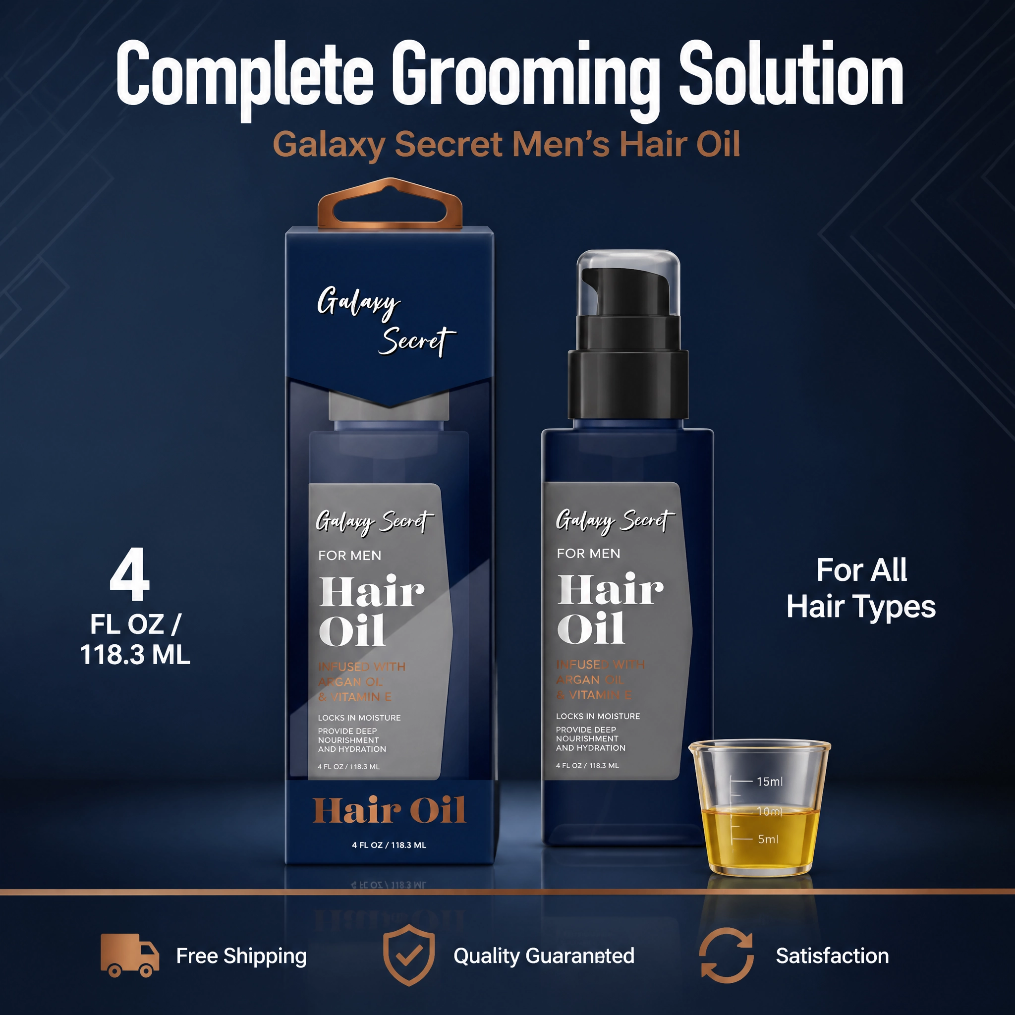 Men Hair Oil Argan Oil & Vitamin E Moisturizing Nourishing Anti-frizz Hair Serum Private Label Custom Logo 118.3ml