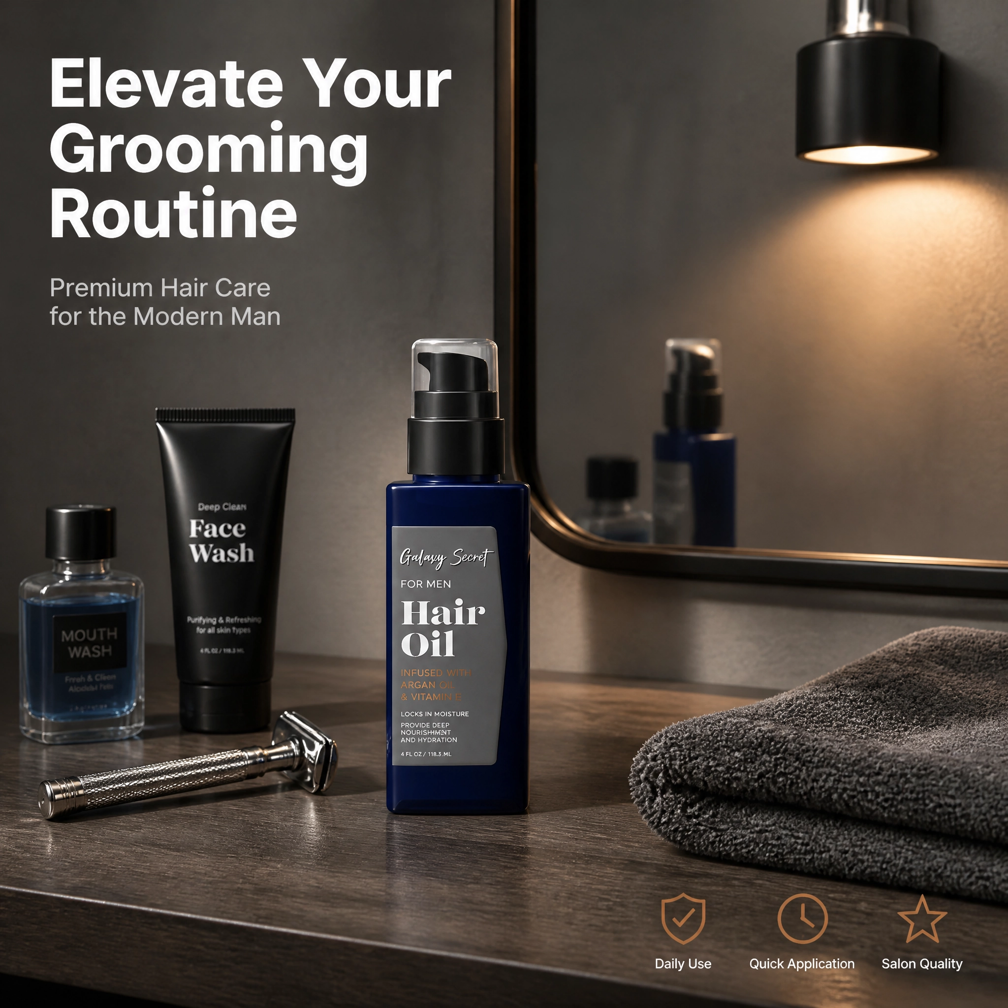 Men Hair Oil Argan Oil & Vitamin E Moisturizing Nourishing Anti-frizz Hair Serum Private Label Custom Logo 118.3ml