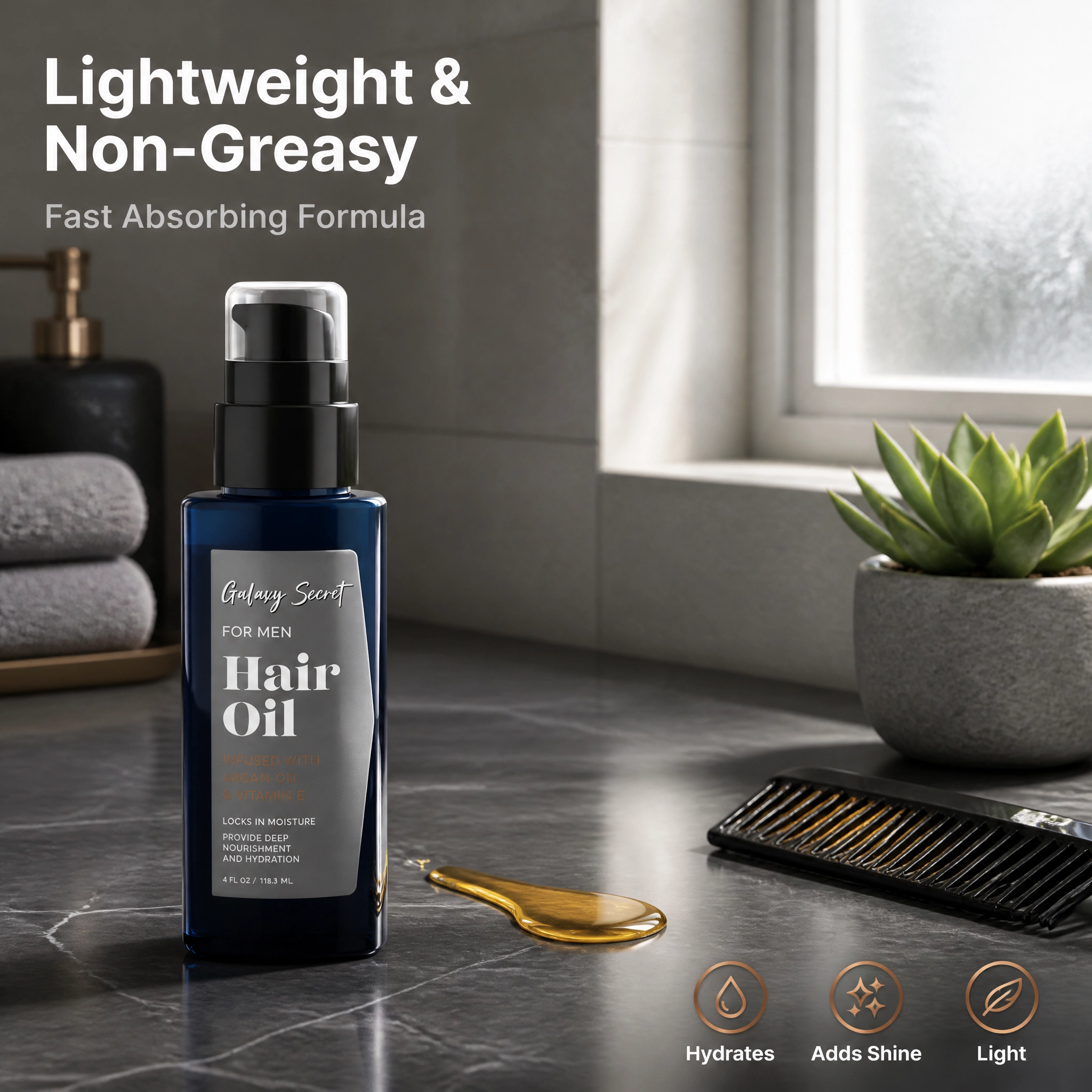 Men Hair Oil Argan Oil & Vitamin E Moisturizing Nourishing Anti-frizz Hair Serum Private Label Custom Logo 118.3ml