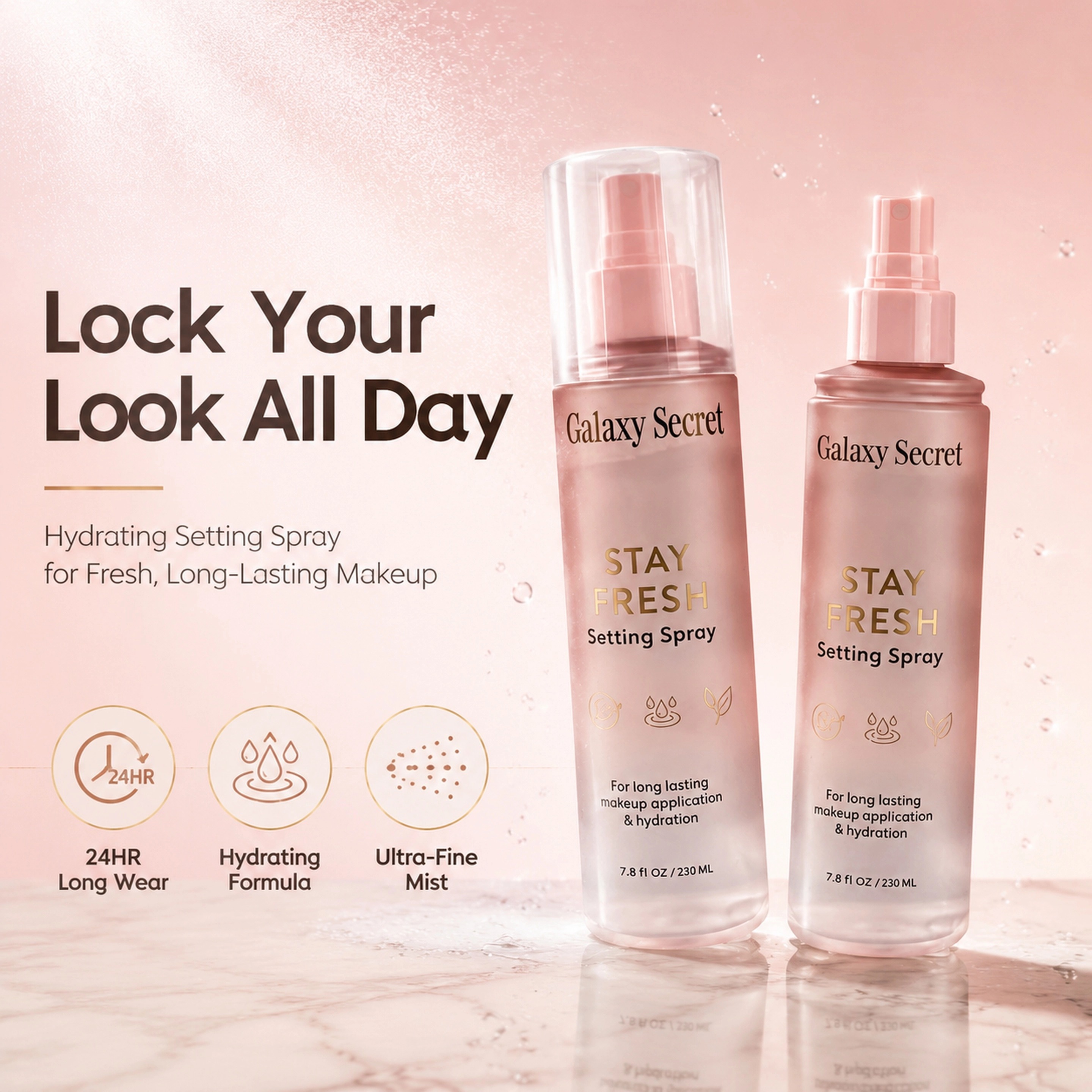 Private Label Hydrating Makeup Setting Spray 230ml Ultra Fine Mist Long Wear Face Fixing Spray Custom Logo