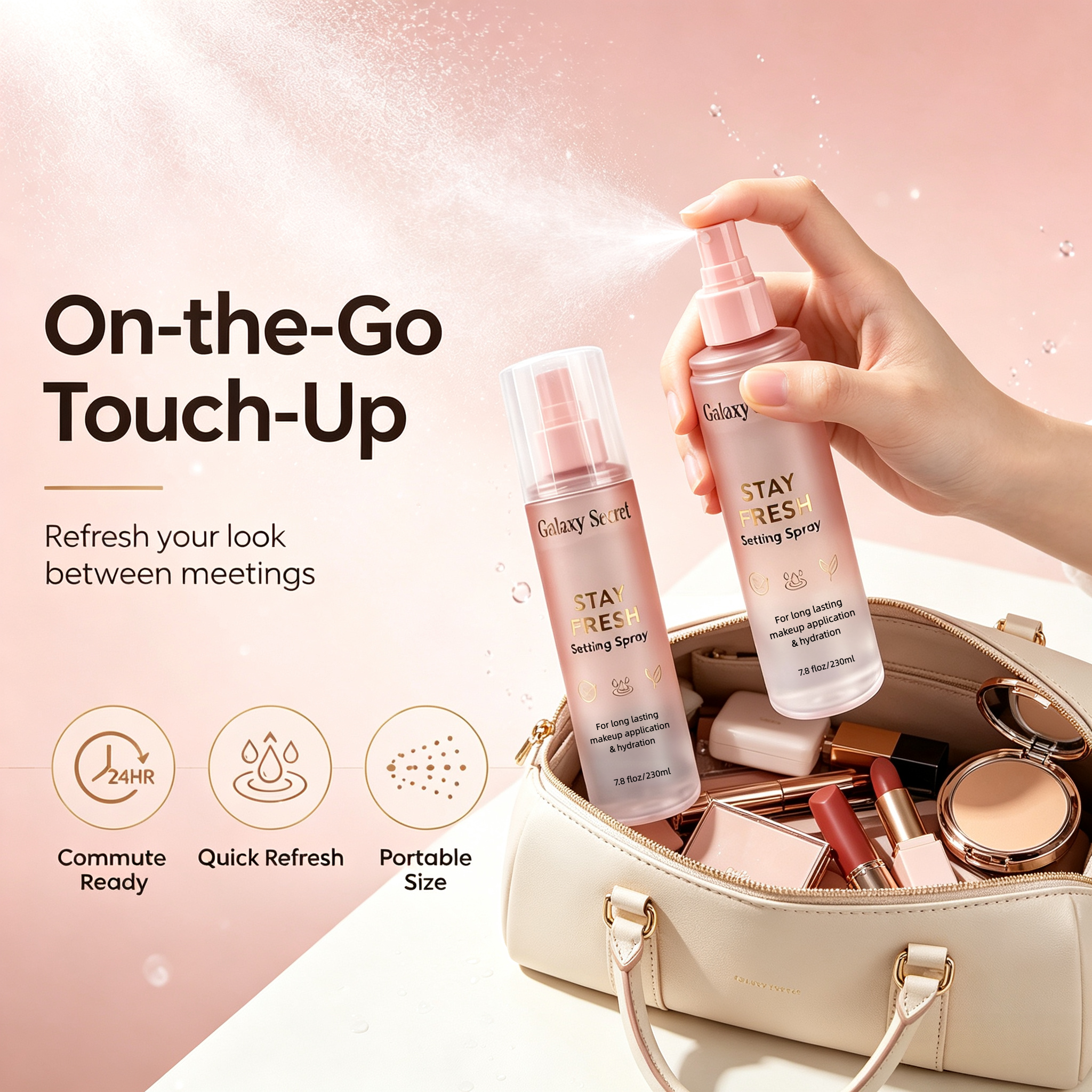 Private Label Hydrating Makeup Setting Spray 230ml Ultra Fine Mist Long Wear Face Fixing Spray Custom Logo