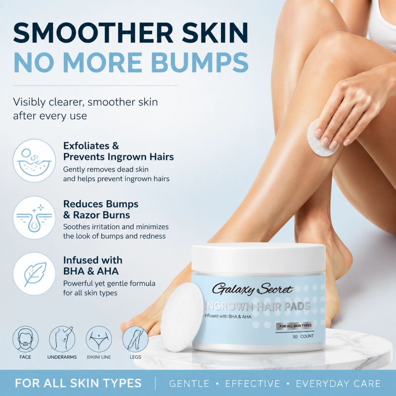 Ingrown Hair Pads Infused With Aha & Bha Gentle Exfoliating Prevent Ingrown Hairs Private Label Custom Logo Wholesale