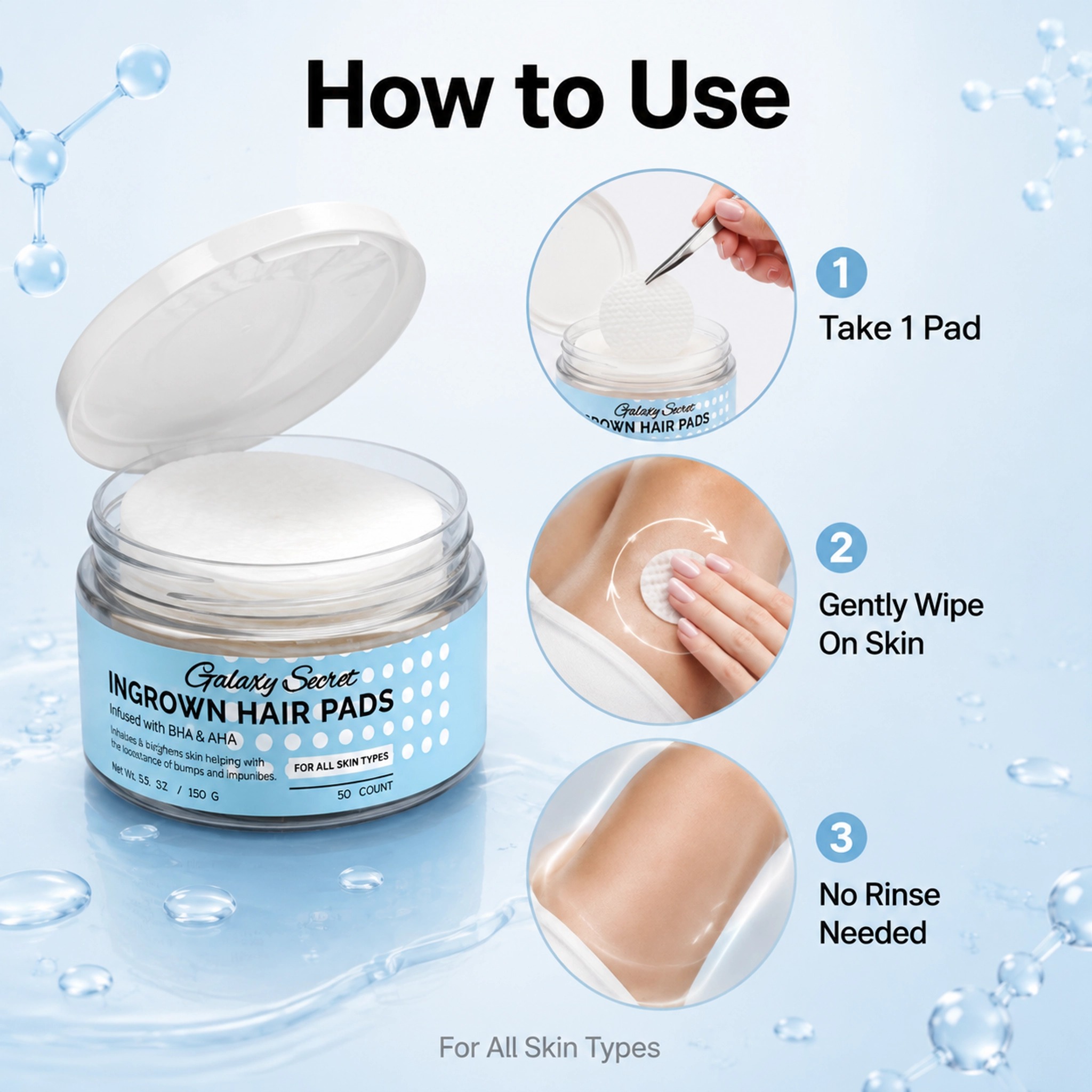 Ingrown Hair Pads Infused With Aha & Bha Gentle Exfoliating Prevent Ingrown Hairs Private Label Custom Logo Wholesale