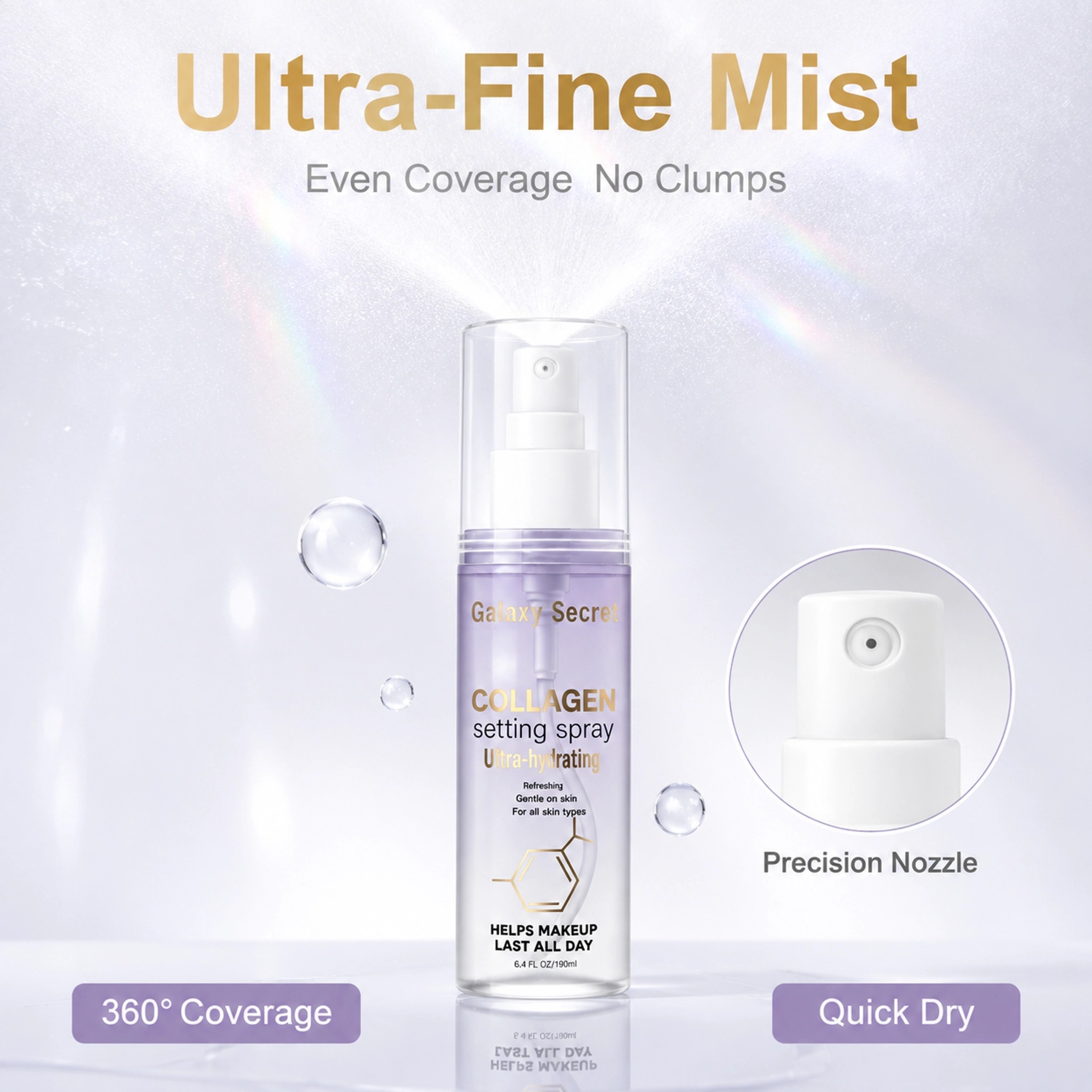 Ultra Hydrating Collagen Setting Spray Long Lasting Fix Mist Alcohol Free Private Label Custom Logo For Sensitive Skin