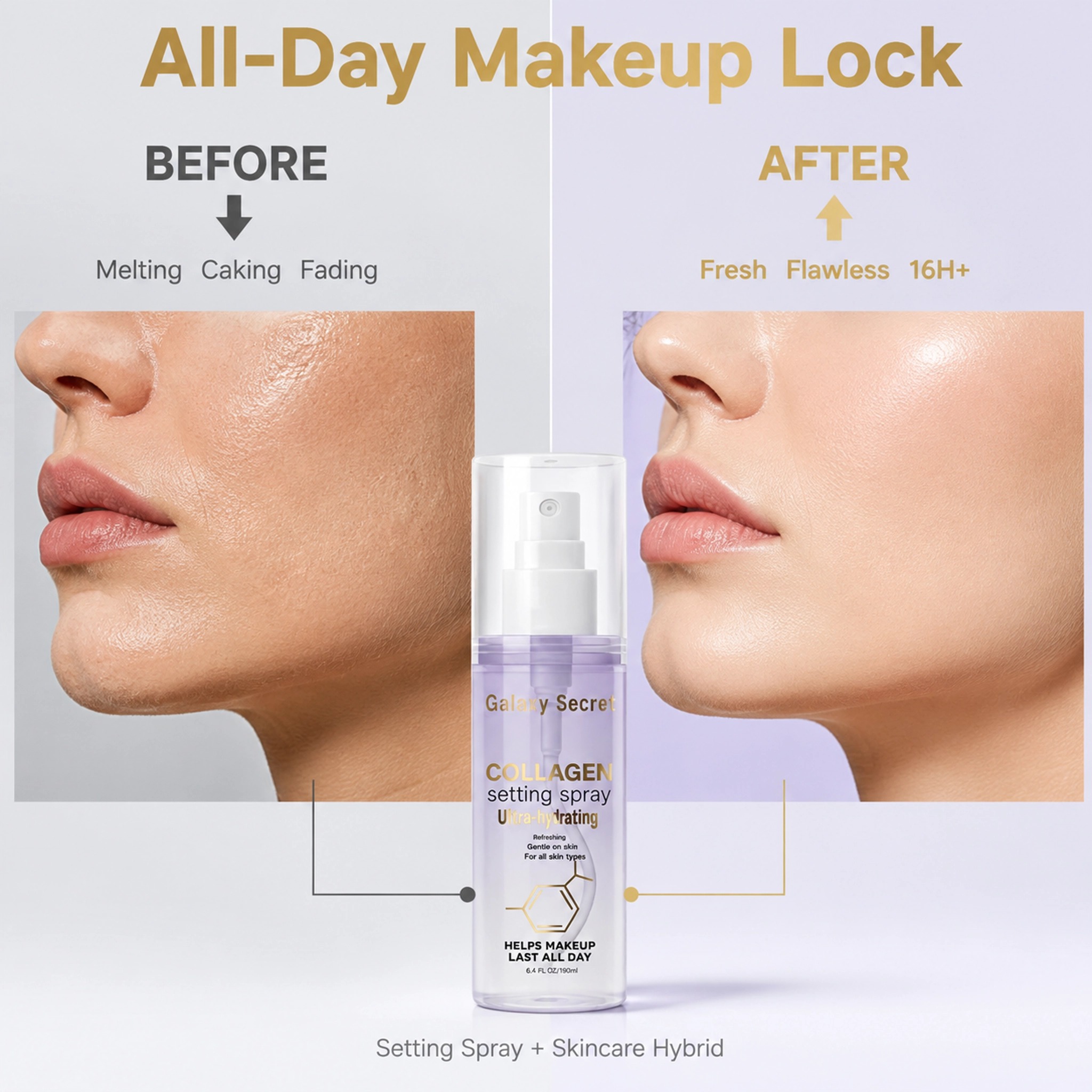 Ultra Hydrating Collagen Setting Spray Long Lasting Fix Mist Alcohol Free Private Label Custom Logo For Sensitive Skin