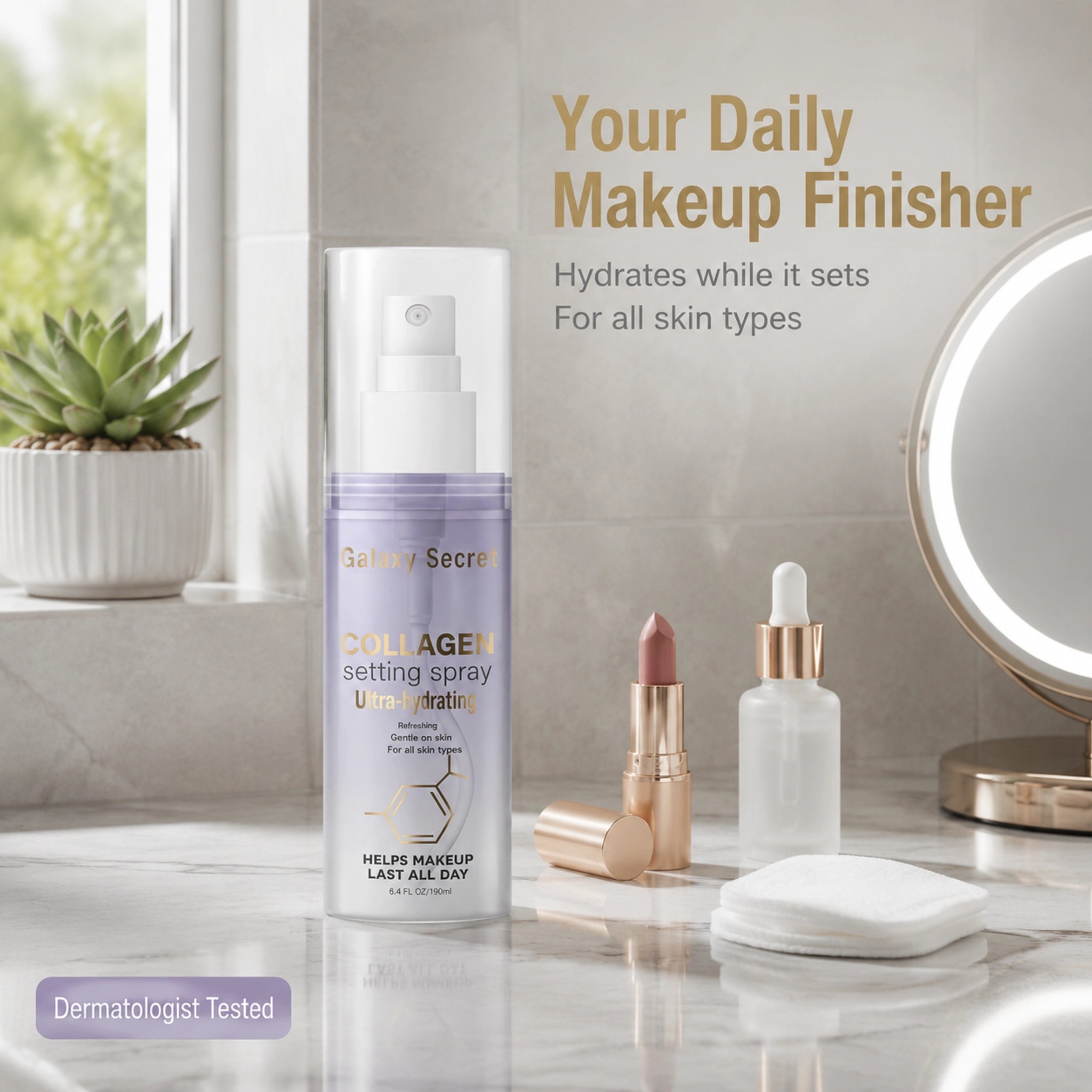 Ultra Hydrating Collagen Setting Spray Long Lasting Fix Mist Alcohol Free Private Label Custom Logo For Sensitive Skin