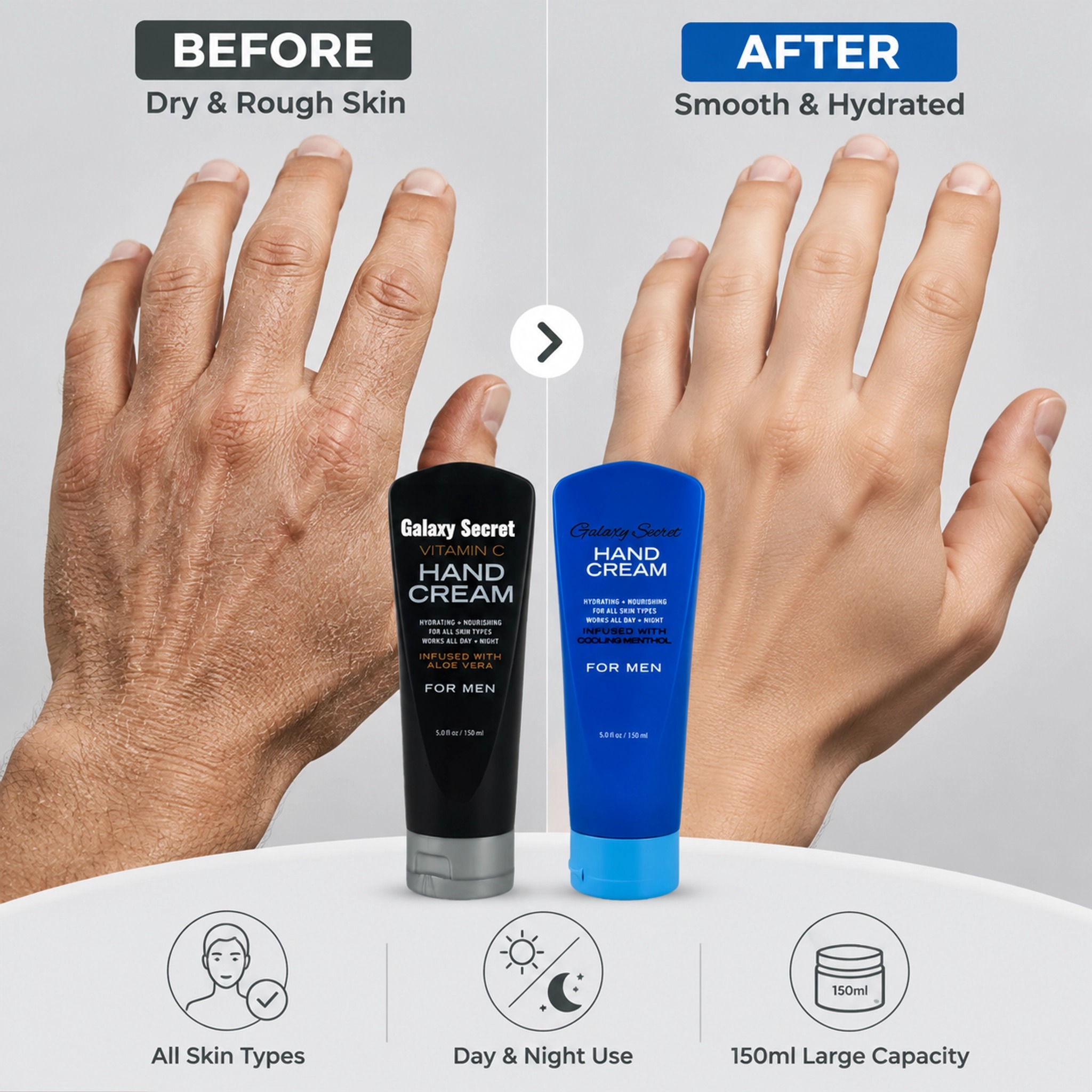 Men Hand Cream Hydrating Nourishing Vitamin C Aloe Vera Menthol For All Skin Types Private Label Custom Logo Wholesale