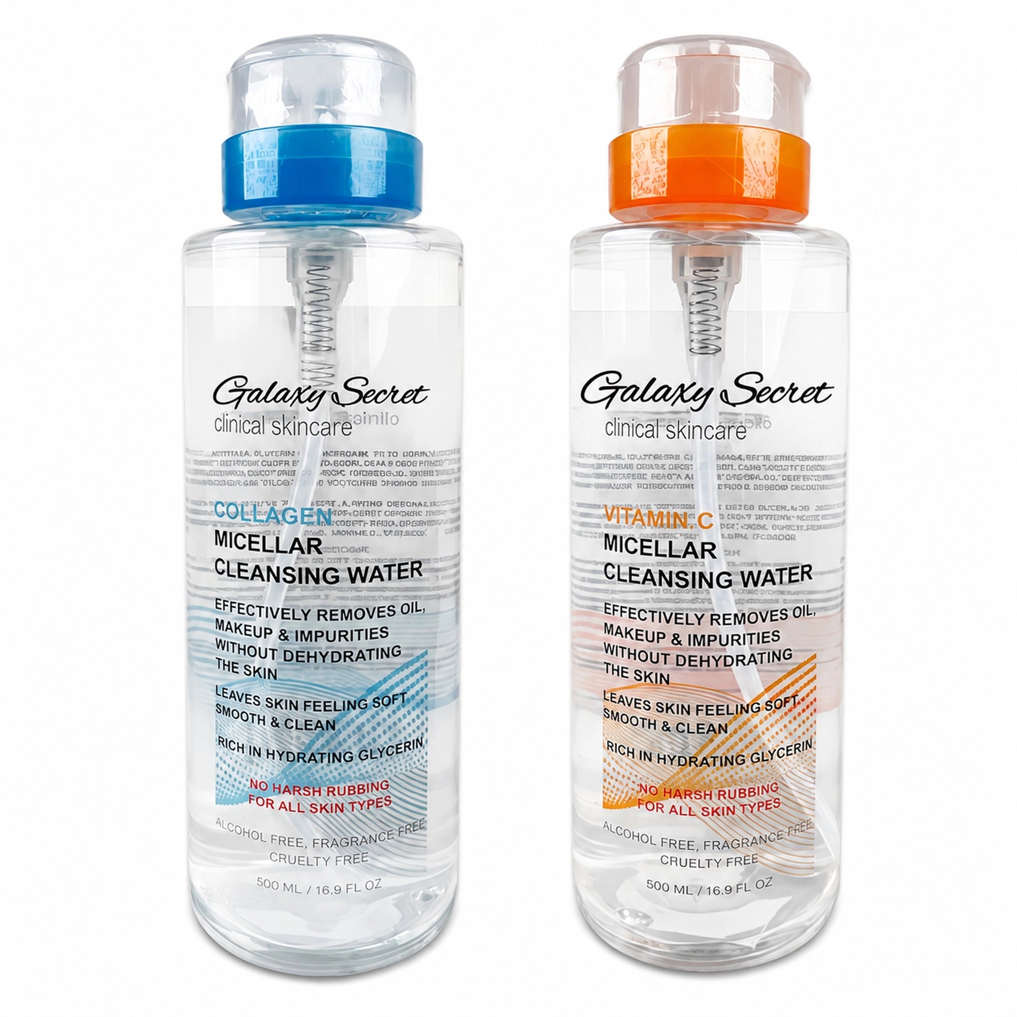 Micellar Cleansing Water 500ml Collagen Vitamin C Alcohol Free Hydrating Makeup Remover Private Label Custom Logo Wholesale