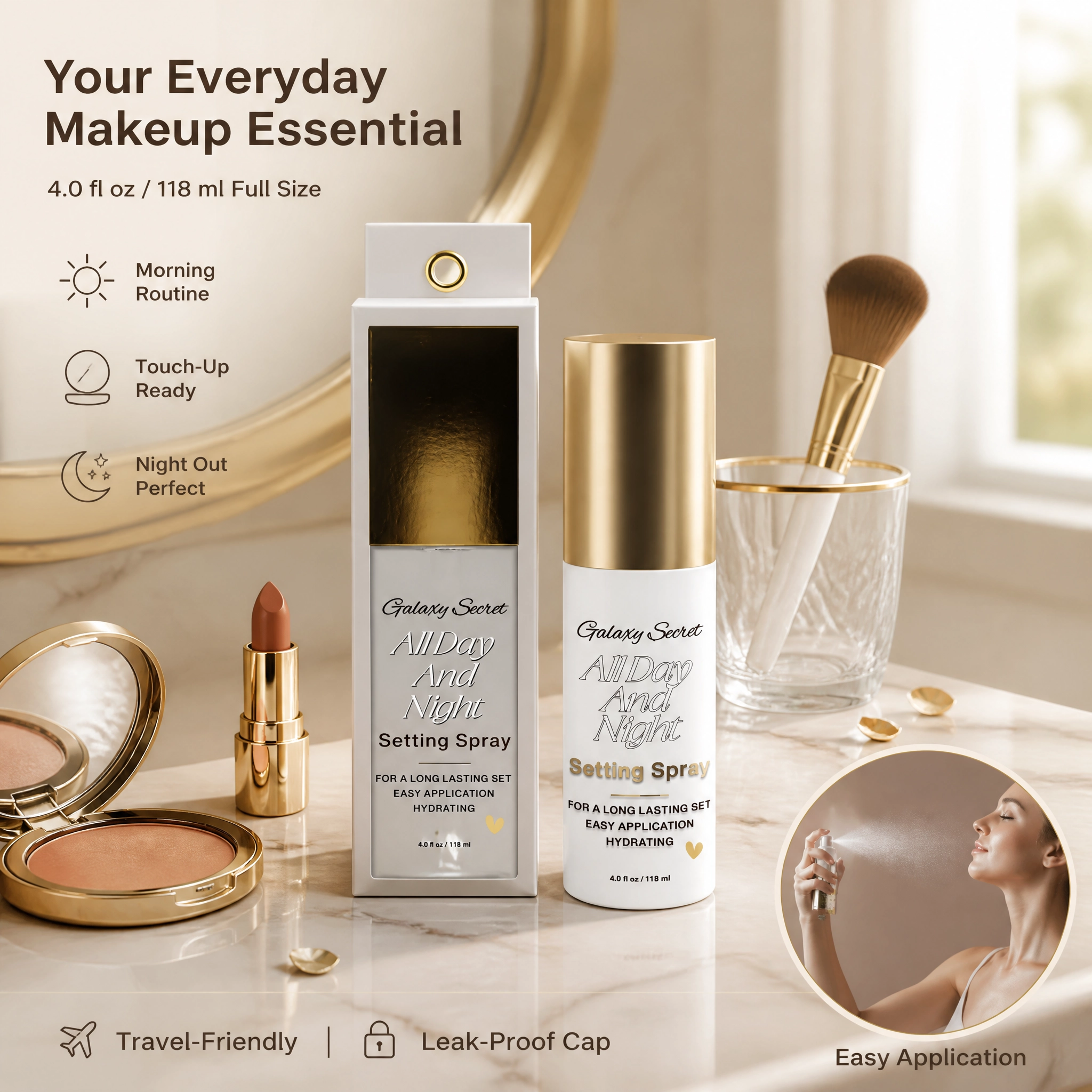 Hydrating Setting Spray 118ml All Day Night Long Lasting Makeup Fixing Mist Private Label Custom Logo Wholesale
