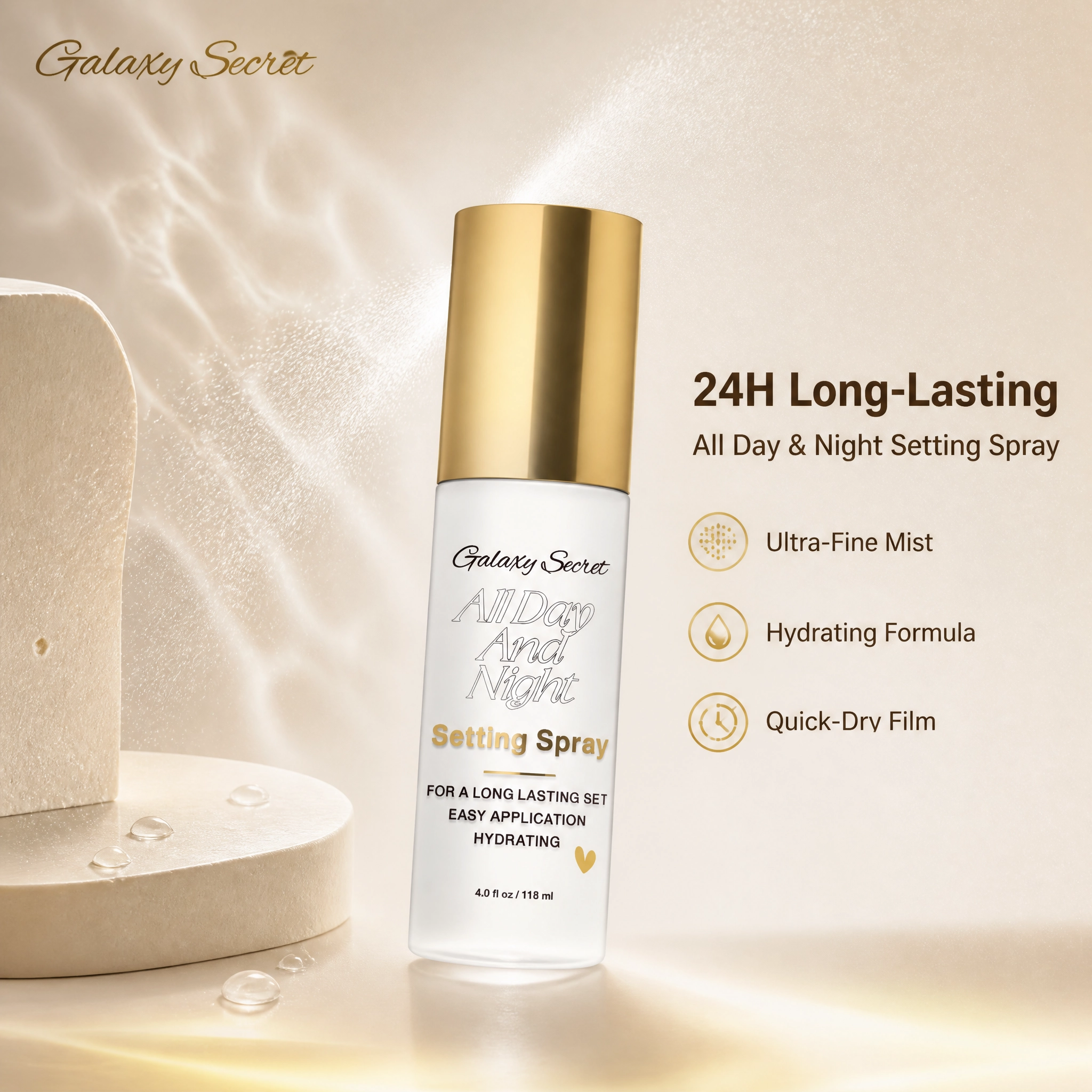 Hydrating Setting Spray 118ml All Day Night Long Lasting Makeup Fixing Mist Private Label Custom Logo Wholesale