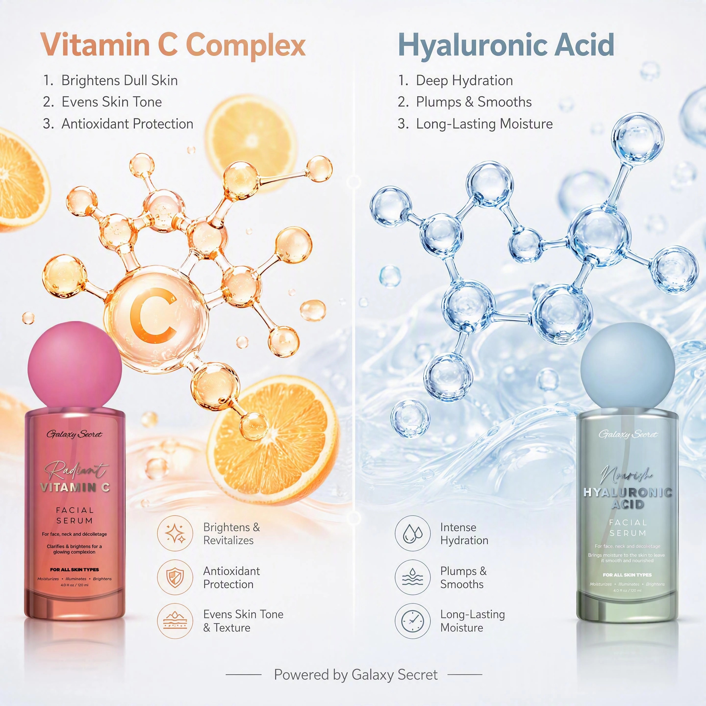Private Label Organic Vitamin C Hyaluronic Acid With Anti Aging Anti Wrinkles Skin Hydration Suitable For All Skin Facial Serum
