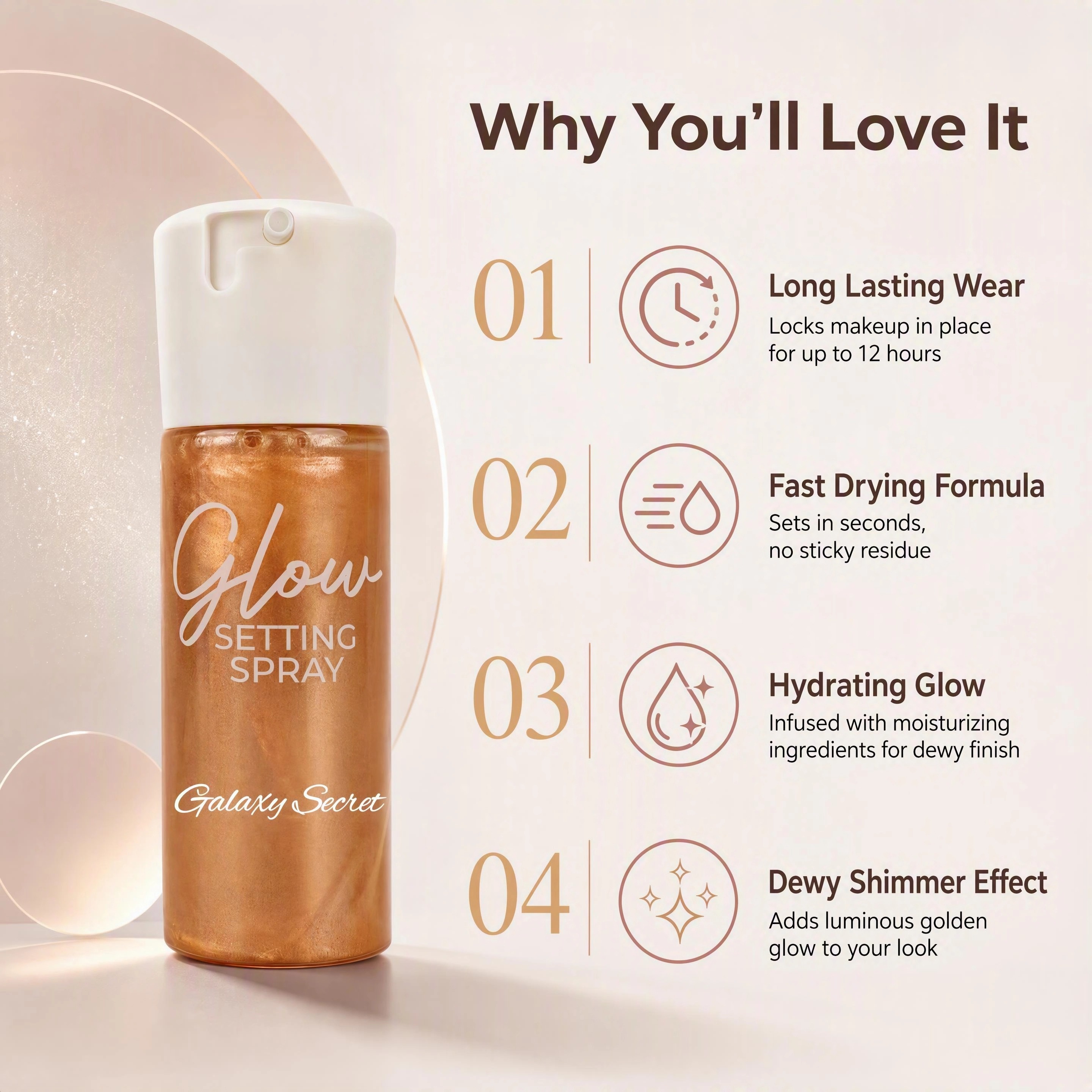 Hot Selling Oem/odm Glow Setting Spray Shimmer Dewy Finish Makeup Fixing Spray Long Lasting All Day Wear Face Setting Spray