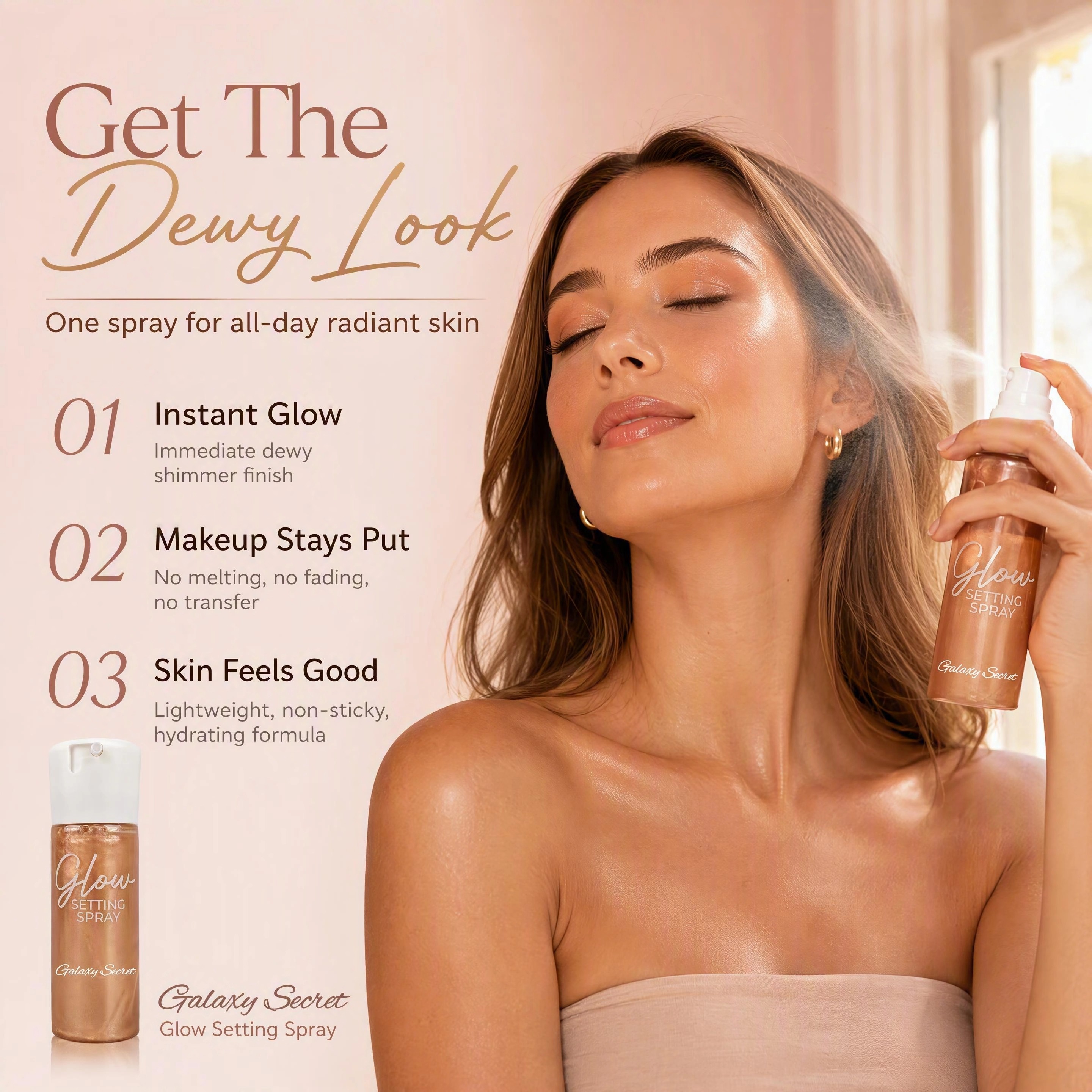 Hot Selling Oem/odm Glow Setting Spray Shimmer Dewy Finish Makeup Fixing Spray Long Lasting All Day Wear Face Setting Spray