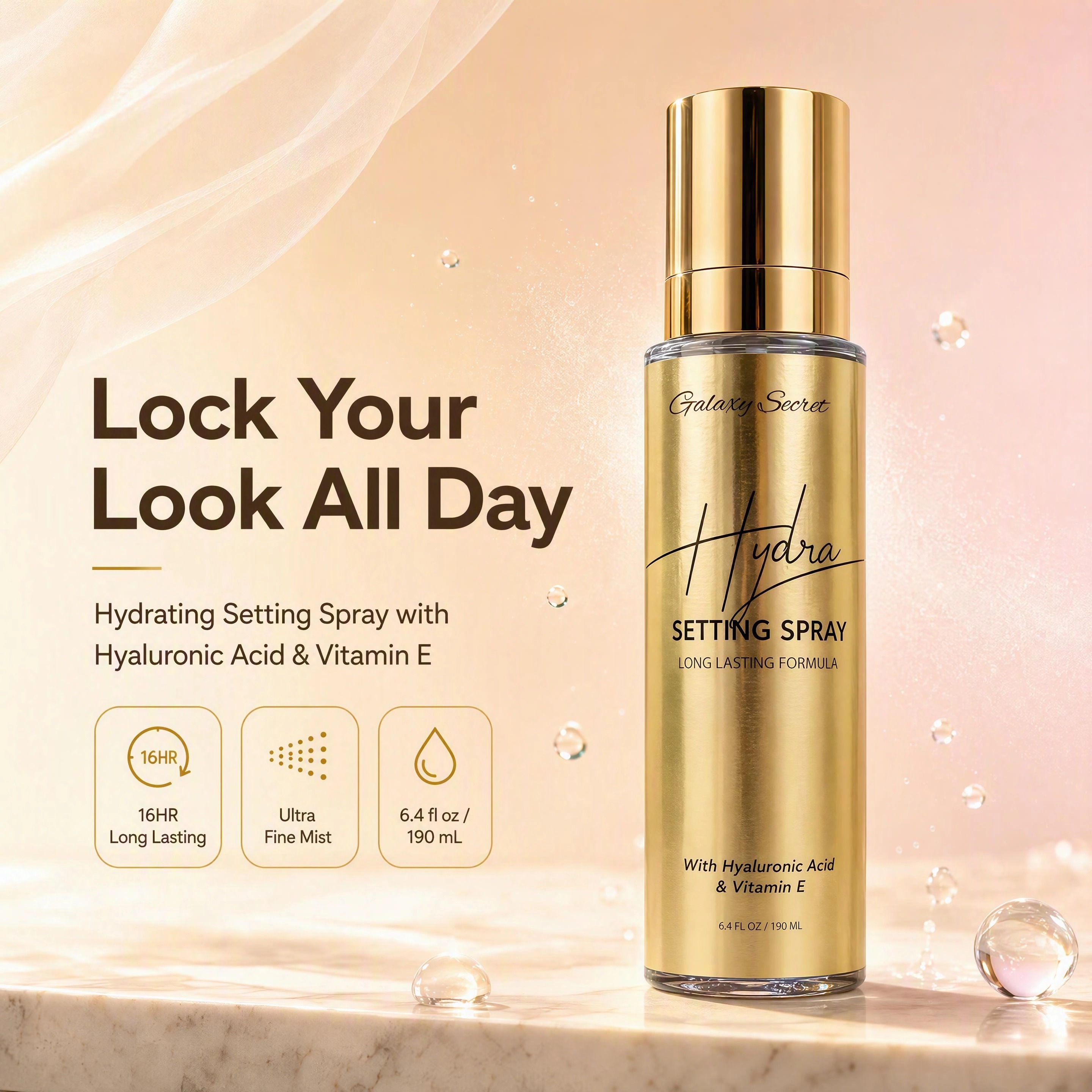 Hot Selling Oem/odm Hydra Setting Spray Hyaluronic Acid Vitamin E Long Lasting Ultra Fine Mist Hydrating Makeup Fixing Spray