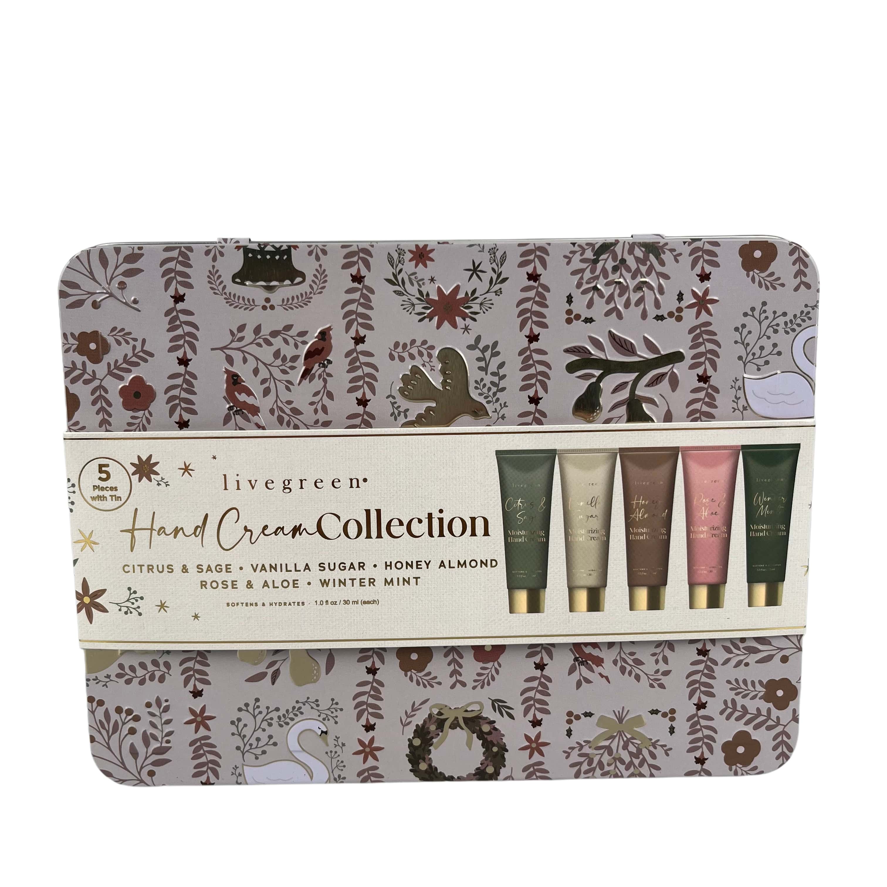 Oem/oem 5-piece Livegreen Hand Cream Collection In Tin Box - Mint Scented - Eco-friendly Gift Set