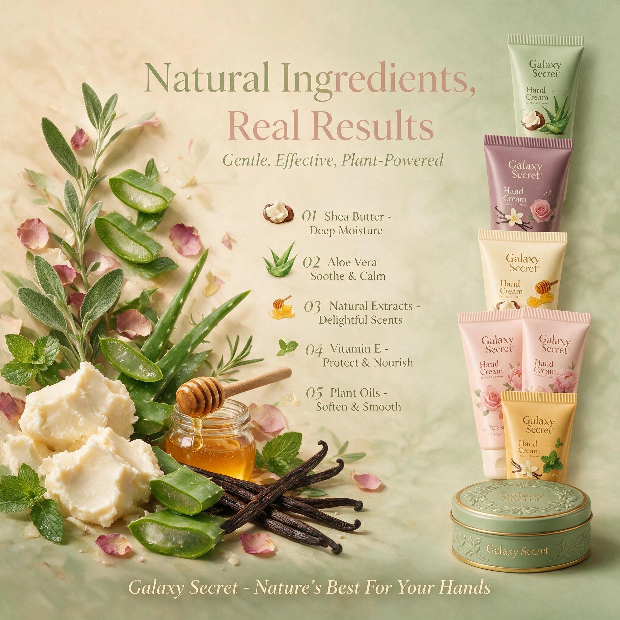Oem/oem 5-piece Livegreen Hand Cream Collection In Tin Box - Mint Scented - Eco-friendly Gift Set