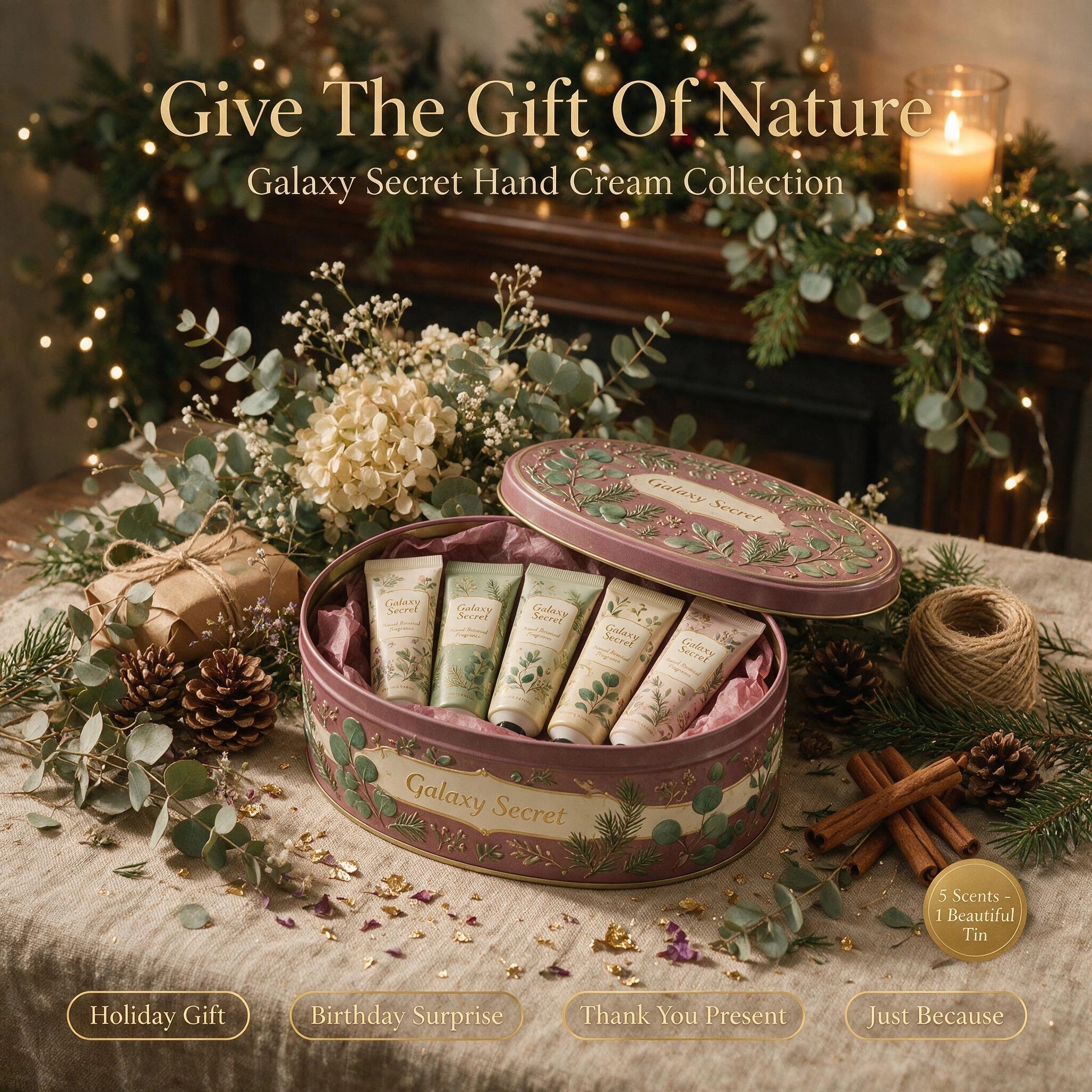 Oem/oem 5-piece Livegreen Hand Cream Collection In Tin Box - Mint Scented - Eco-friendly Gift Set