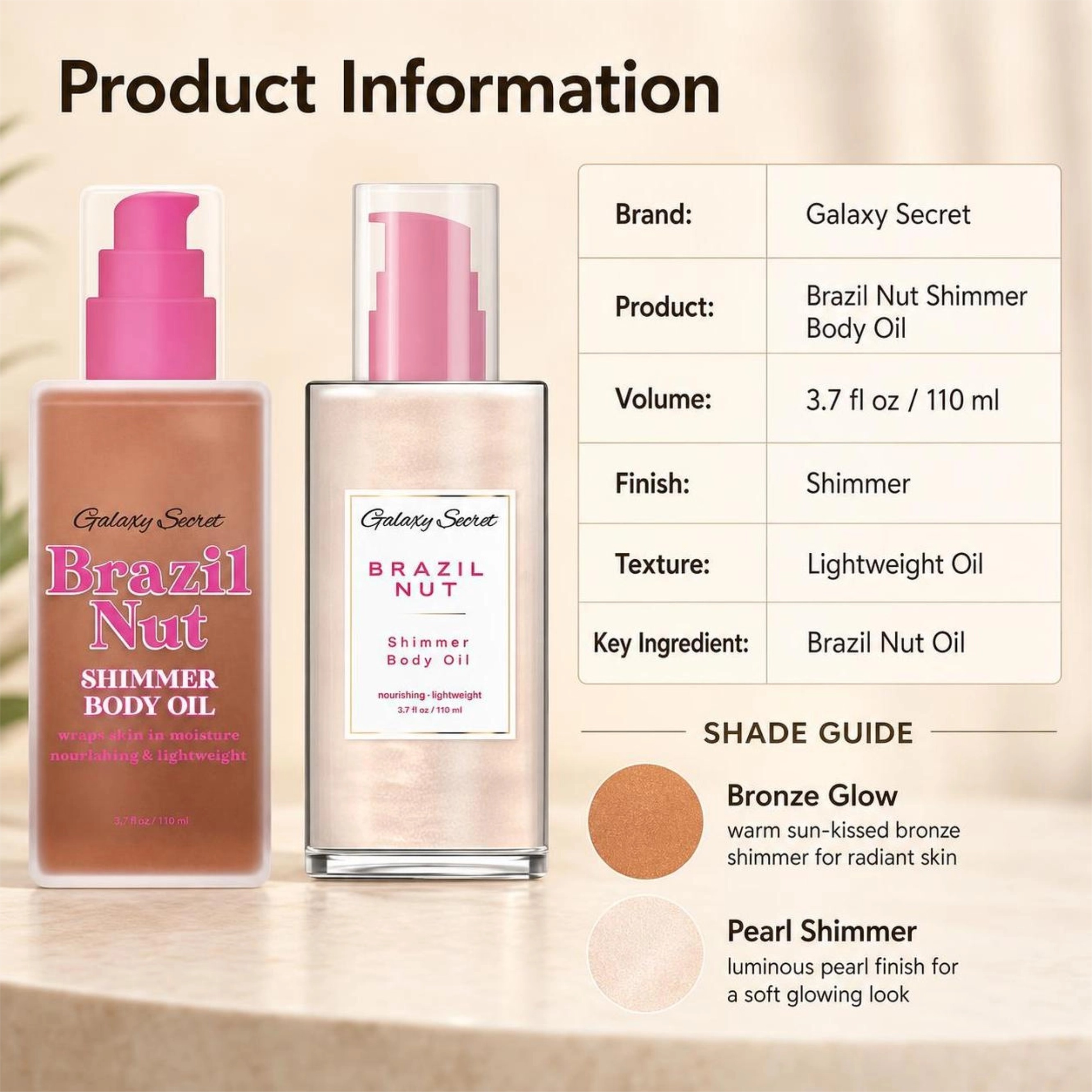 Prival Label Customizable Brazil Nut Shimmer Body Oil Nourishing Lightweight Moisturizing Glitter Shimmer Body Oil For Skin