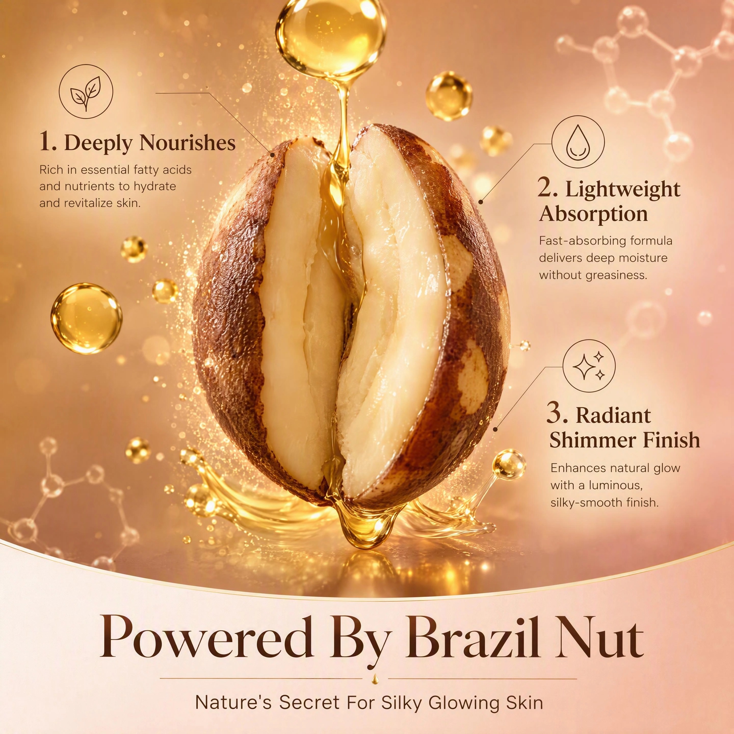 Prival Label Customizable Brazil Nut Shimmer Body Oil Nourishing Lightweight Moisturizing Glitter Shimmer Body Oil For Skin