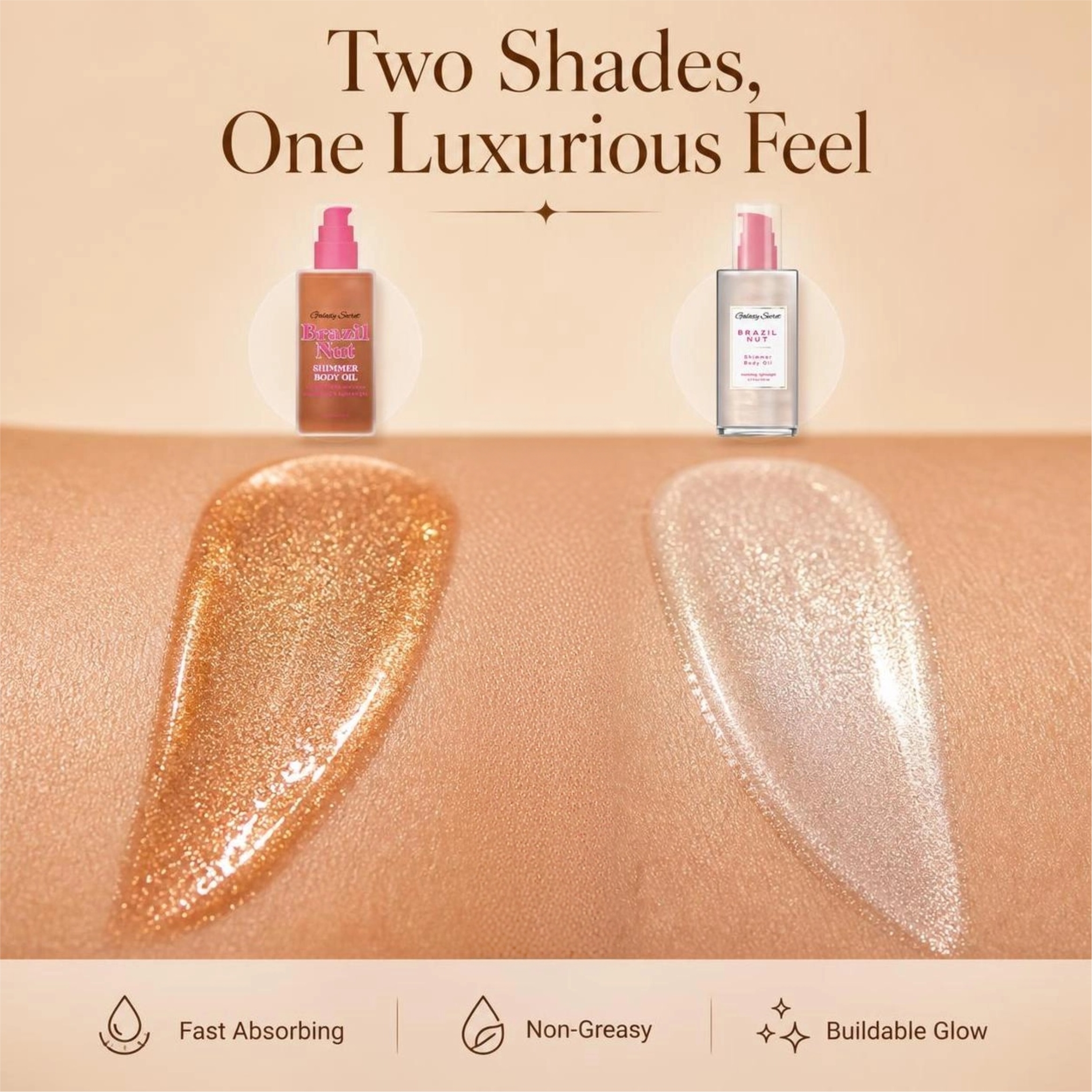 Prival Label Customizable Brazil Nut Shimmer Body Oil Nourishing Lightweight Moisturizing Glitter Shimmer Body Oil For Skin