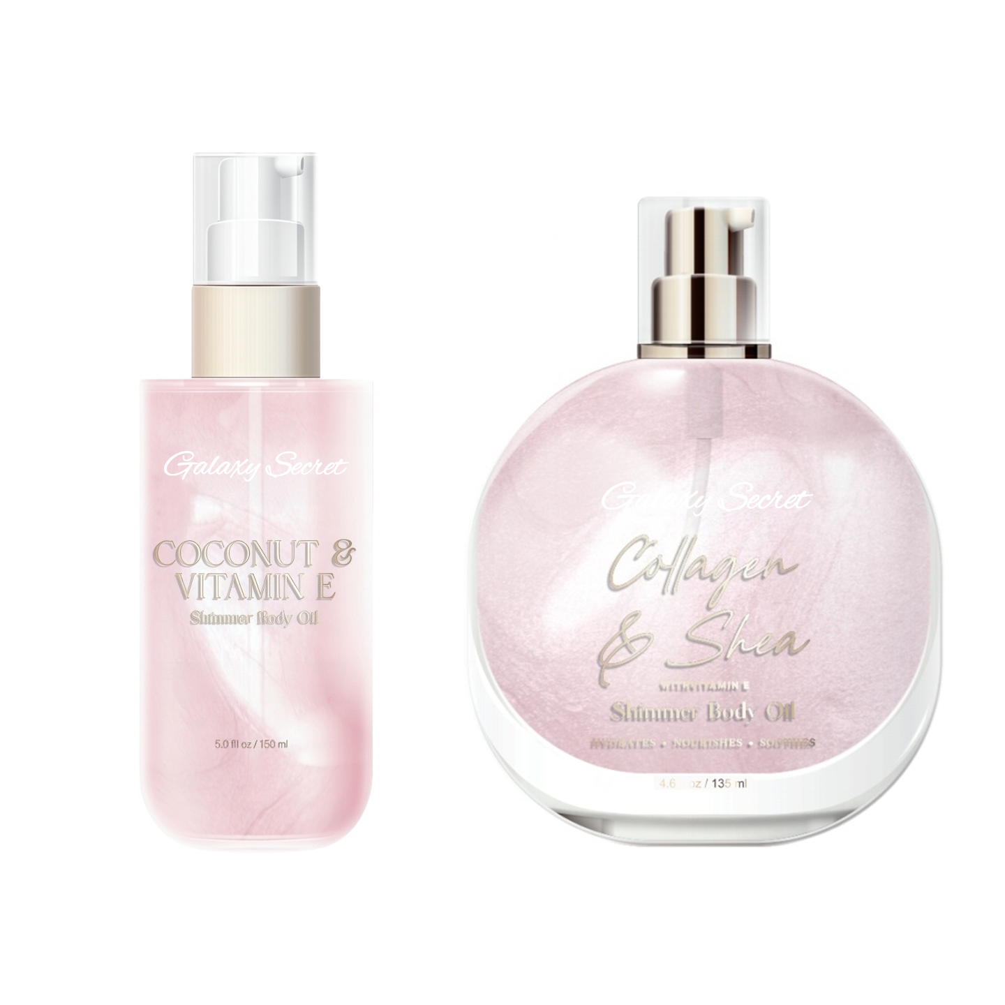 Oem/odm Shimmer Body Oil Duo With Coconut Vitamin E & Collagen Shea Pearlescent Glow Hydrating Non Greasy Shimmer Body Oil