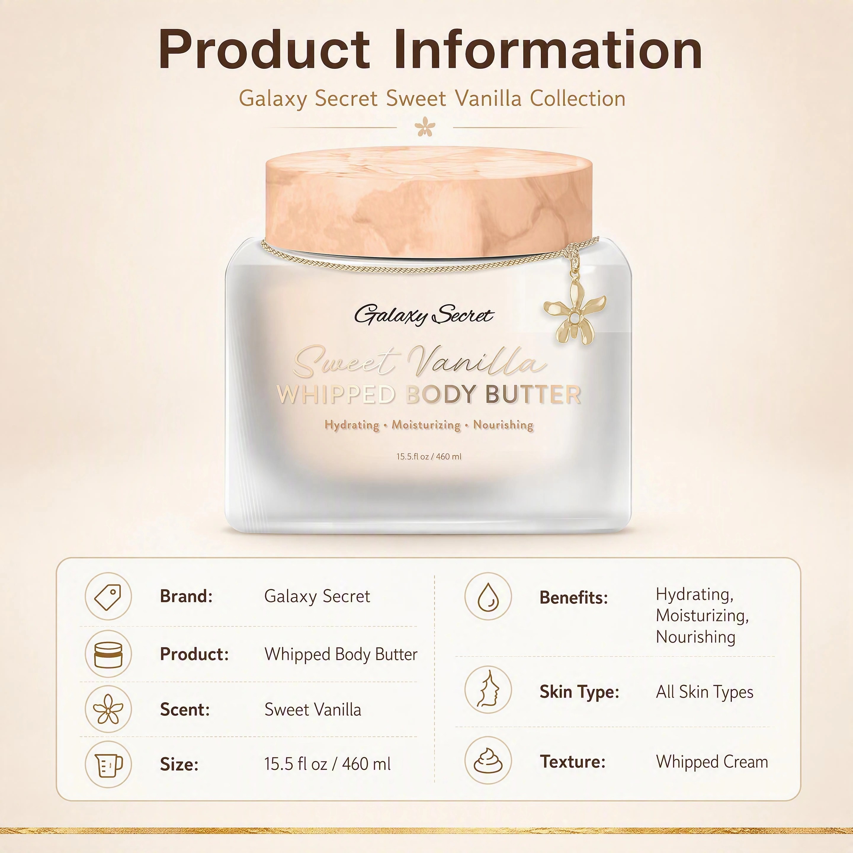 Hot Selling Oem/odm Sweet Vanilla Whipped Body Butter For All Skin Type Hydrating Moisturizing Nourishing Whipped Body Cream