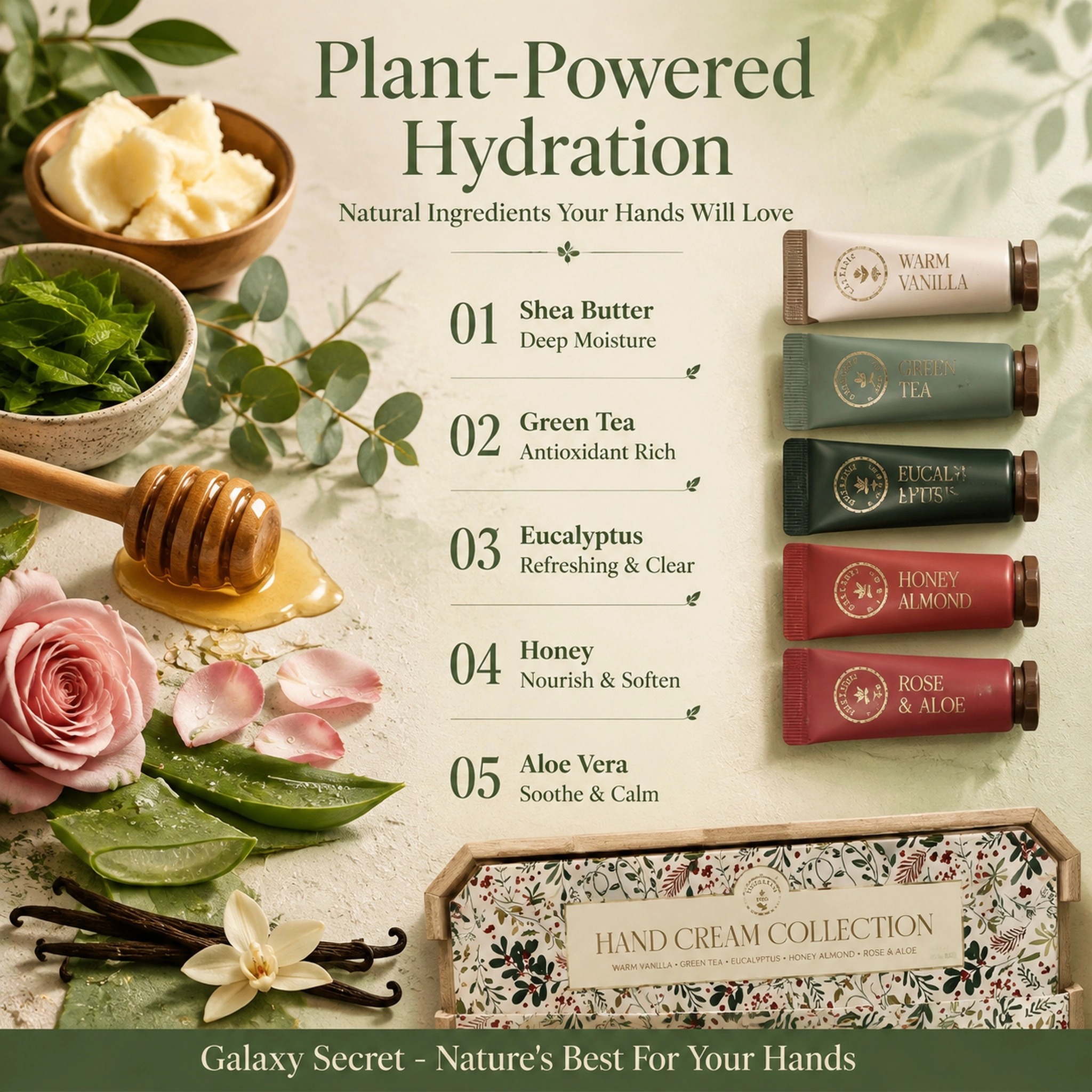 Oem Odm Natural Organic Hand Cream Gift Set With Shea Butter Floral Packaging & Moisturizing Formula For All Skin Types