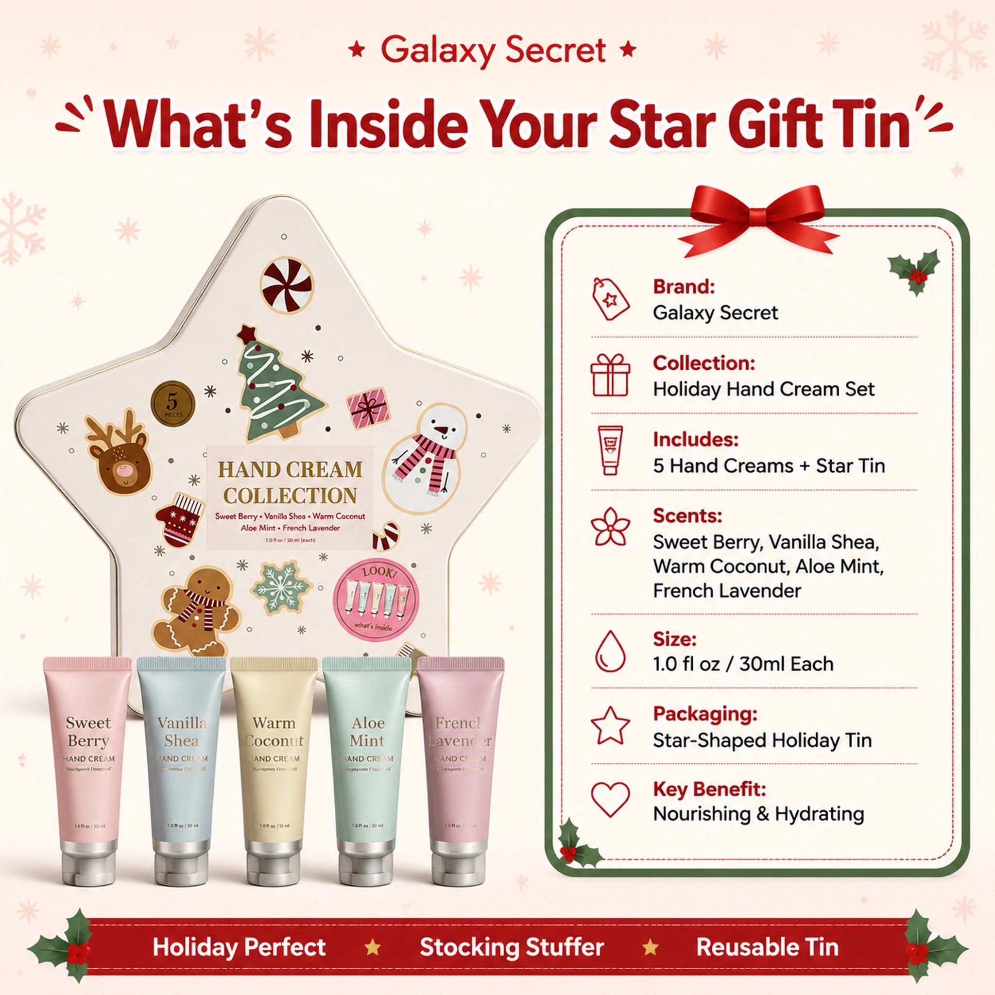 Oem Odm Christmas Present Natural Hand Cream With Vitamin C And Rose Fragrance Moisturizing & Nourishing