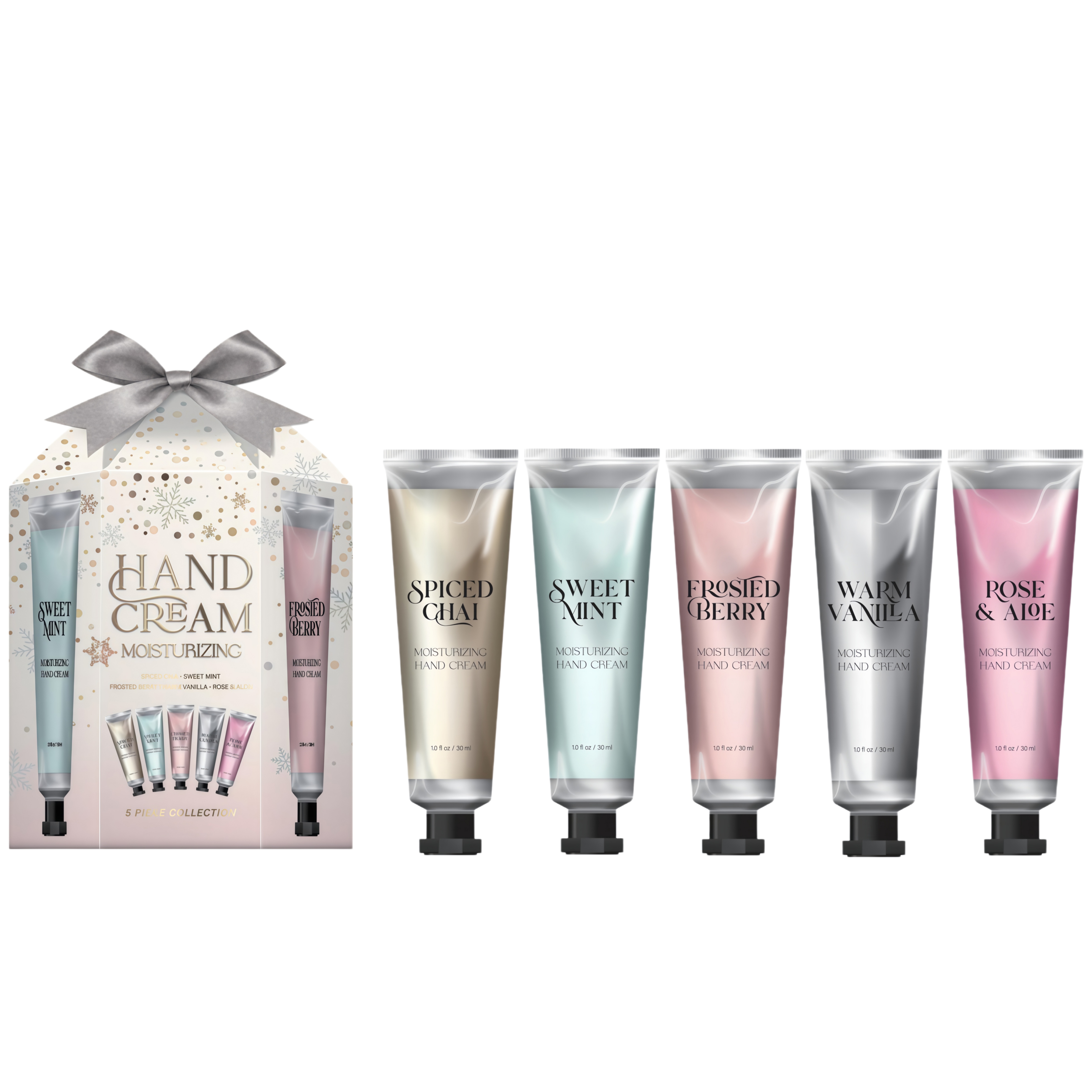 Hot Selling Oem/odm Customizable Whitening Vitamin C Moisturizing Hand Cream Gift Set Vanilla Rose Aloe 5 Assorted Scents
