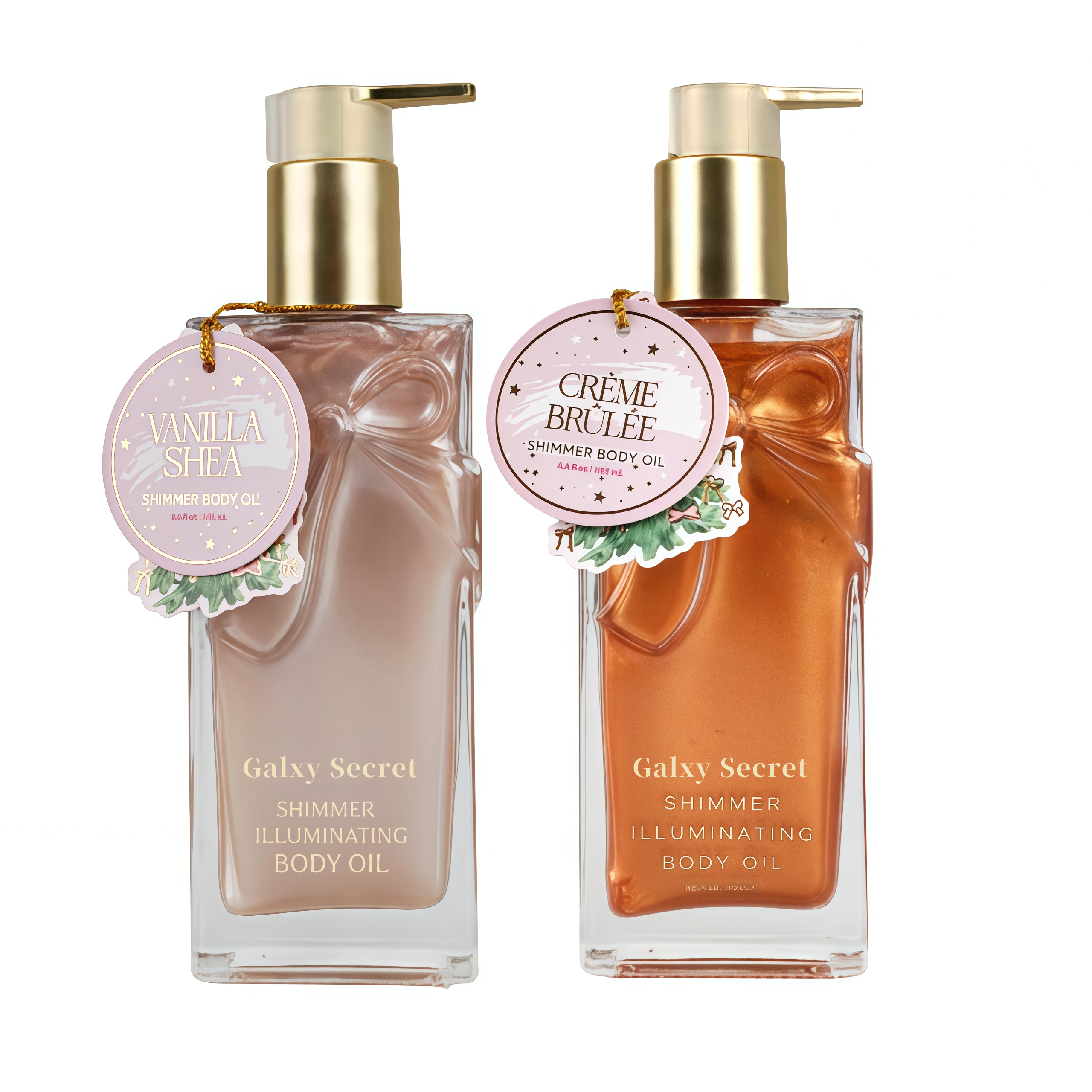Shimmer Illuminating Body Oil Vanilla Shea Creme Brulee Scent Moisturizing Nourishing Skin Private Label Custom Logo Wholesale