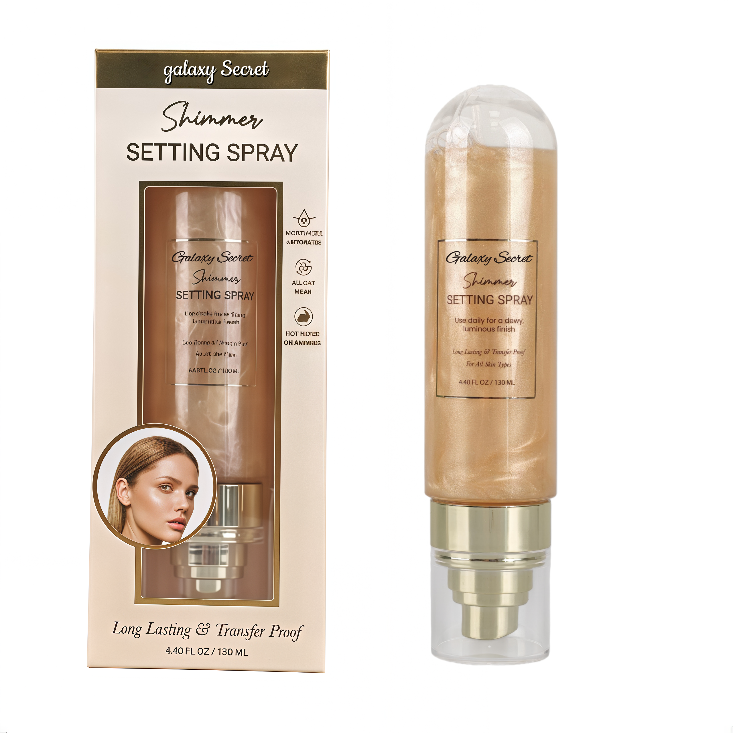 Shimmer Face Setting Spray 130ml Long Lasting Transfer Proof Luminous Dewy Finish Makeup Fix Private Label Custom Logo Wholesale