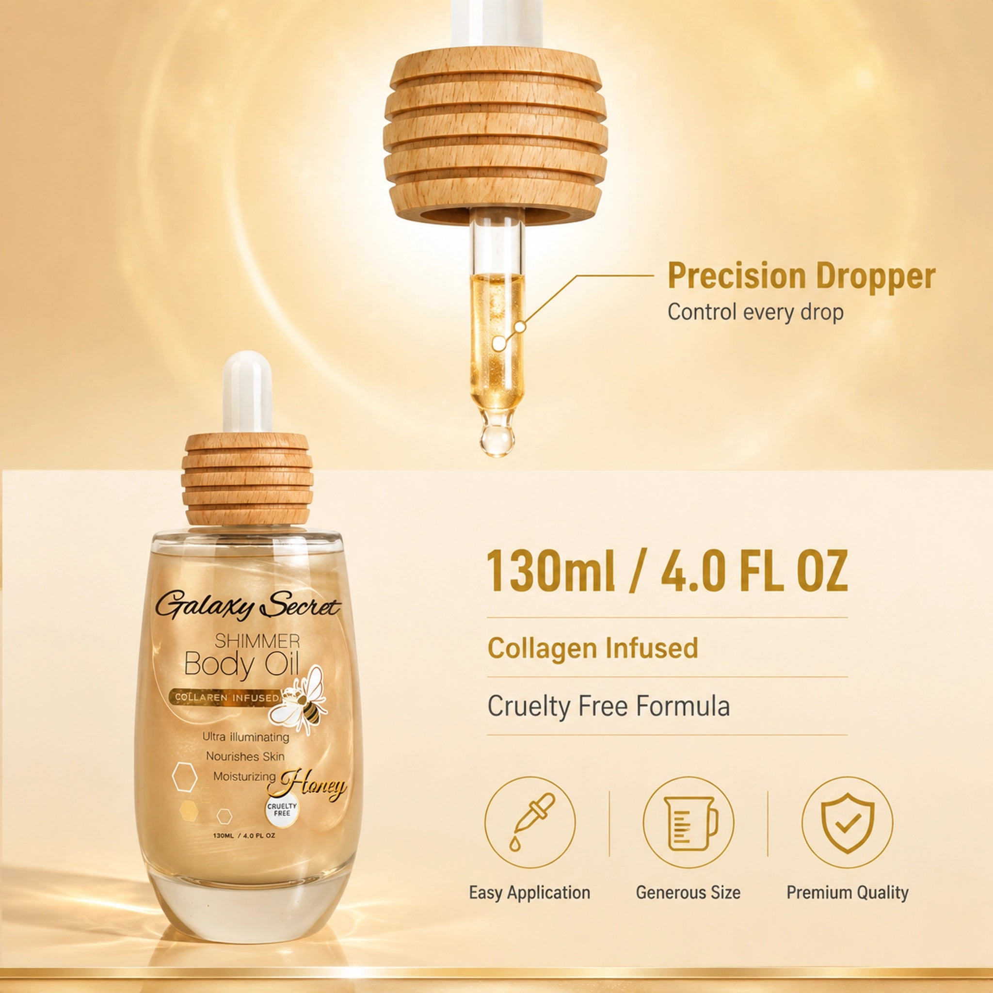 Shimmer Vegan Cruelty-free Body Oil 130ml Lightening Illuminating Moisturizing Nourishing Skin Private Label Custom Logo