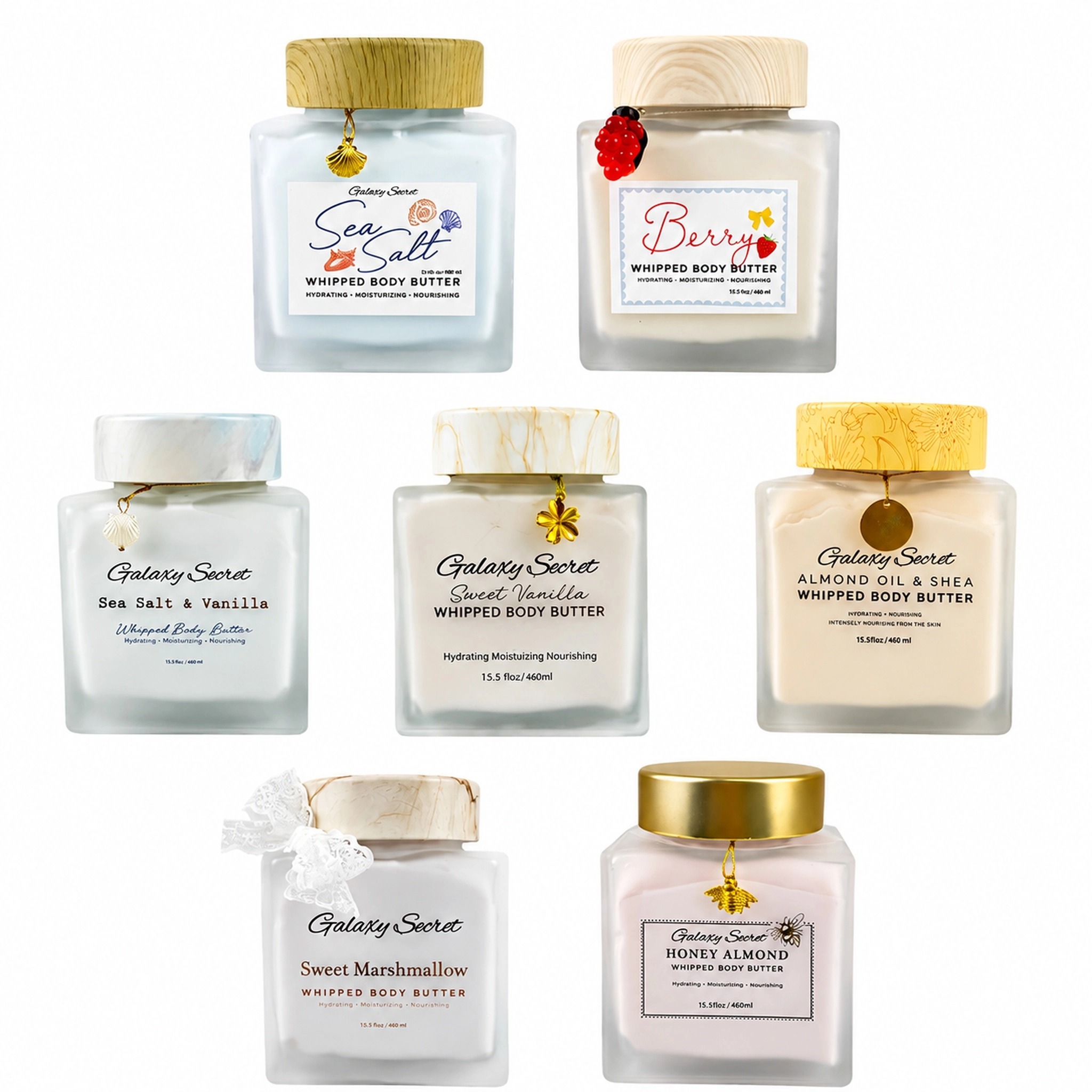 Whipped Shea Body Butter 460ml Vanilla Berry Sea Salt Almond Hydrating Moisturizing Nourishing Private Label Custom Logo