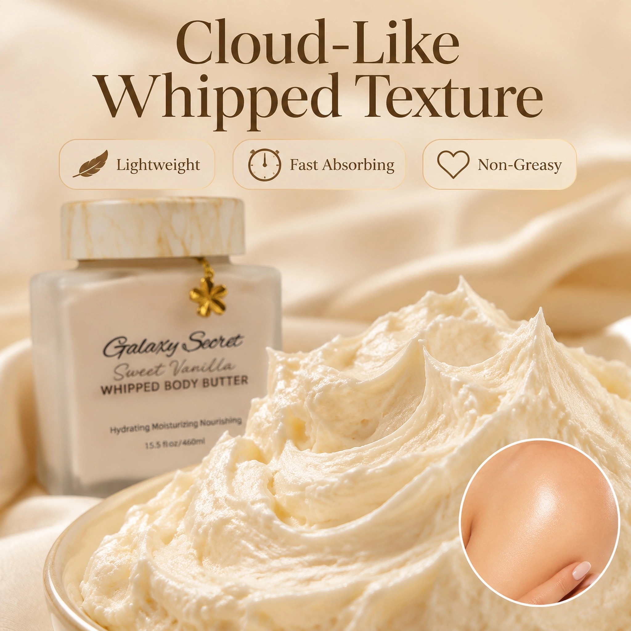 Whipped Shea Body Butter 460ml Vanilla Berry Sea Salt Almond Hydrating Moisturizing Nourishing Private Label Custom Logo