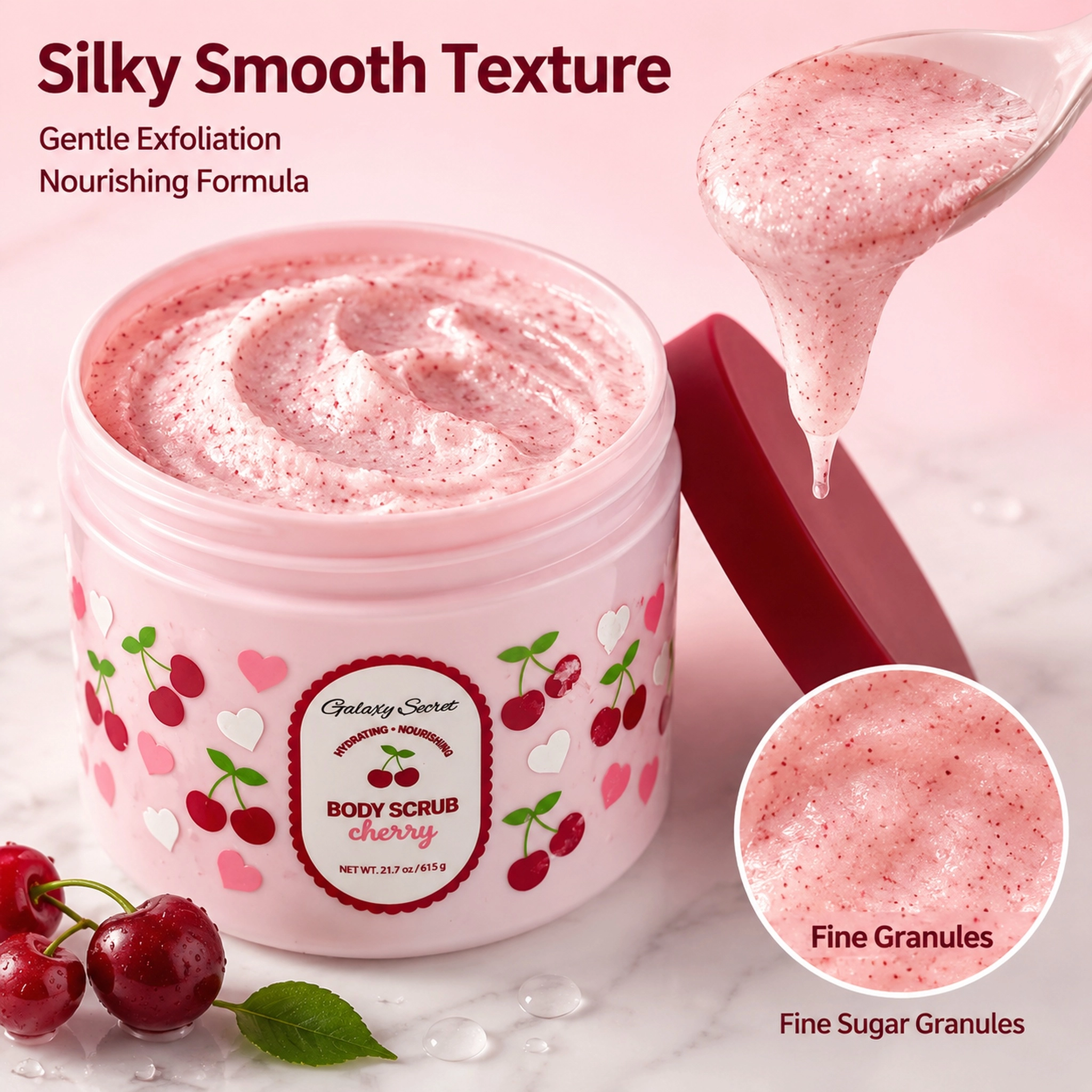 Galaxy Secret Cherry Body Scrub 615g Hydrating Nourishing Exfoliating Skin Care Private Label Wholesale