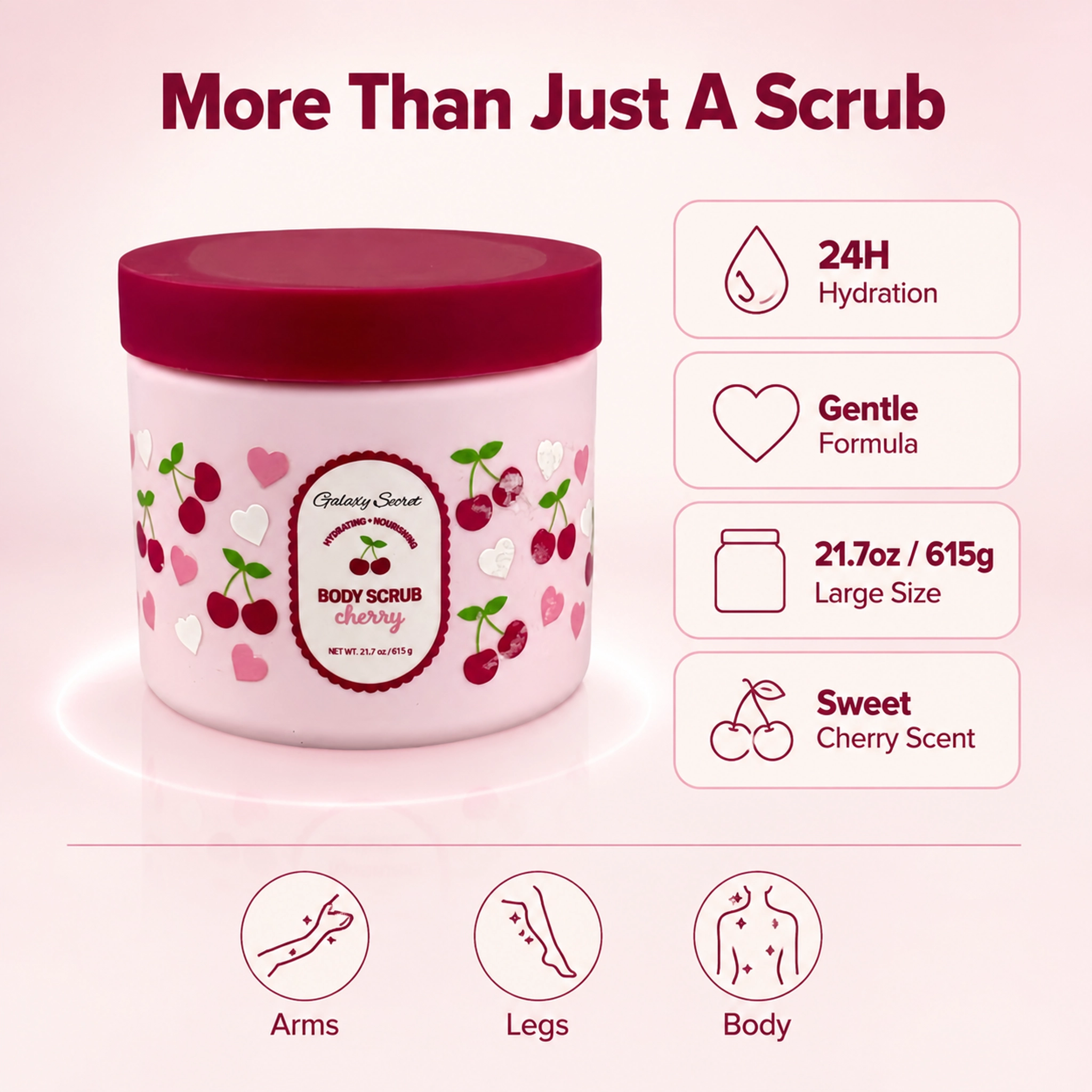 Galaxy Secret Cherry Body Scrub 615g Hydrating Nourishing Exfoliating Skin Care Private Label Wholesale