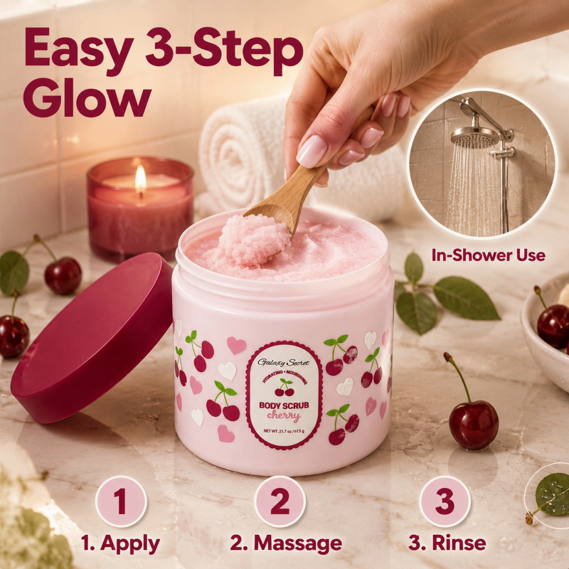 Galaxy Secret Cherry Body Scrub 615g Hydrating Nourishing Exfoliating Skin Care Private Label Wholesale