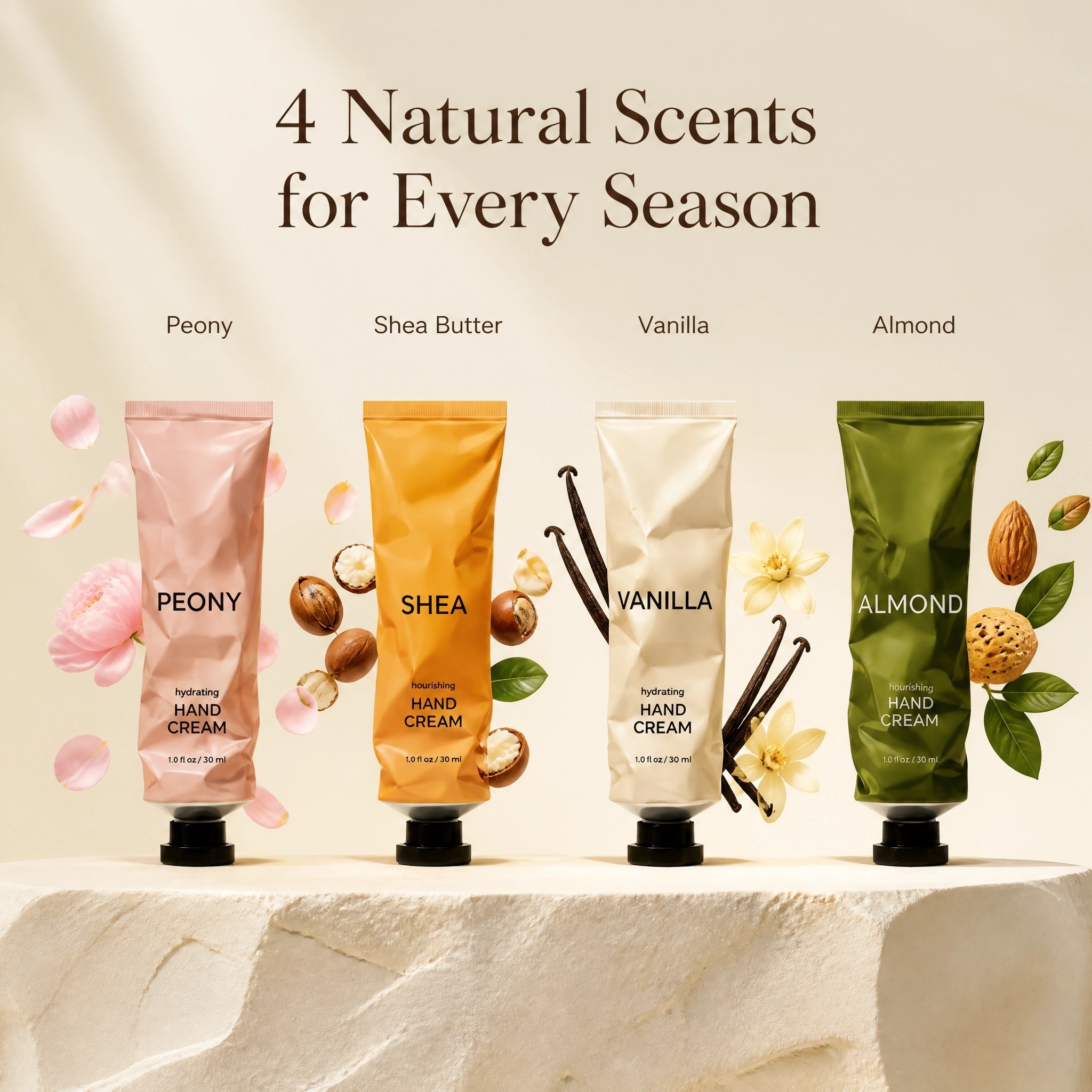Floral Hand Cream Gift Set 30ml Peony Shea Vanilla Almond Moisturizing Smooth Hand Lotion Private Label Custom Logo Wholesale