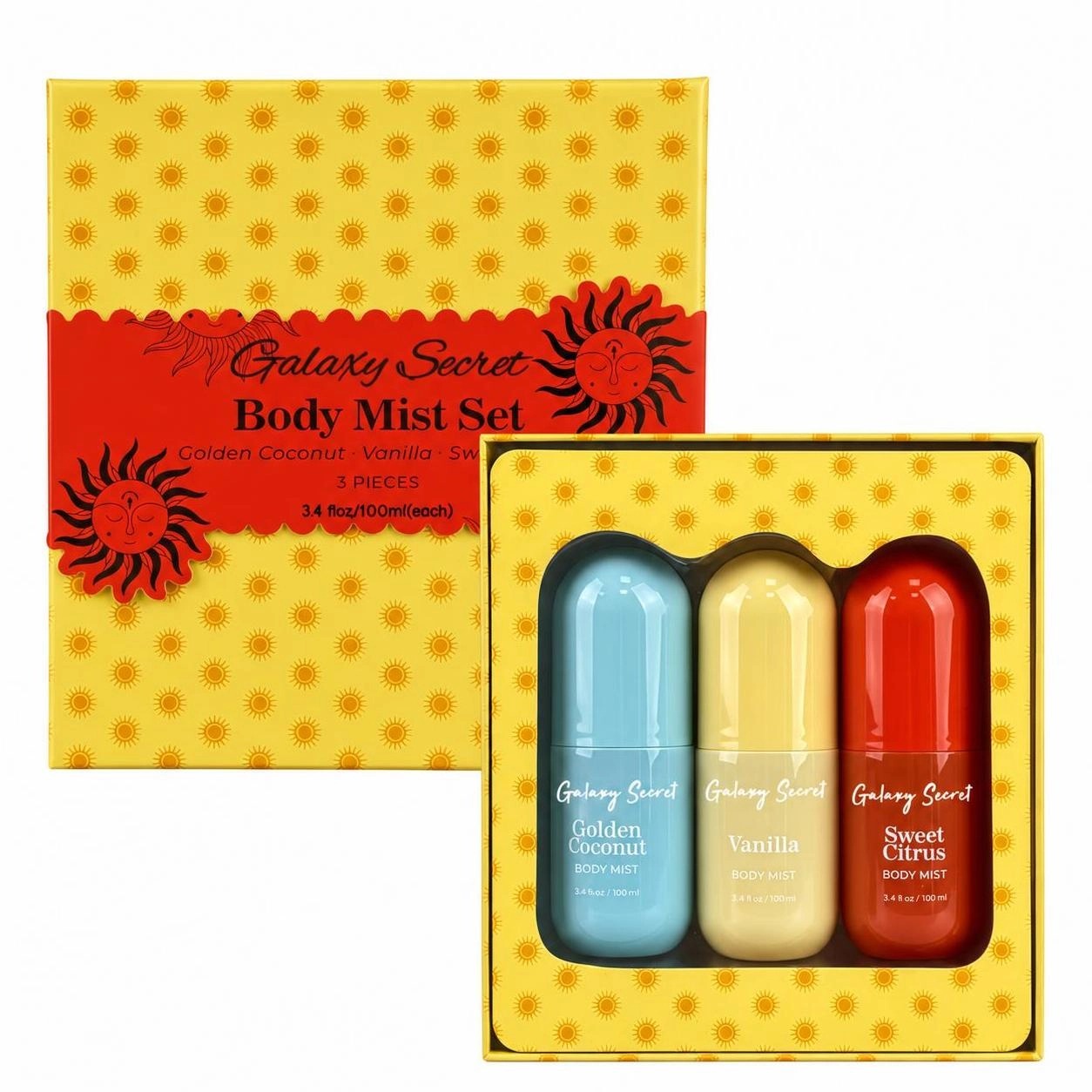 3pcs Body Mist Gift Set 100ml Each Coconut Vanilla Citrus Long Lasting Fragrance Scent Private Label Custom Logo Wholesale