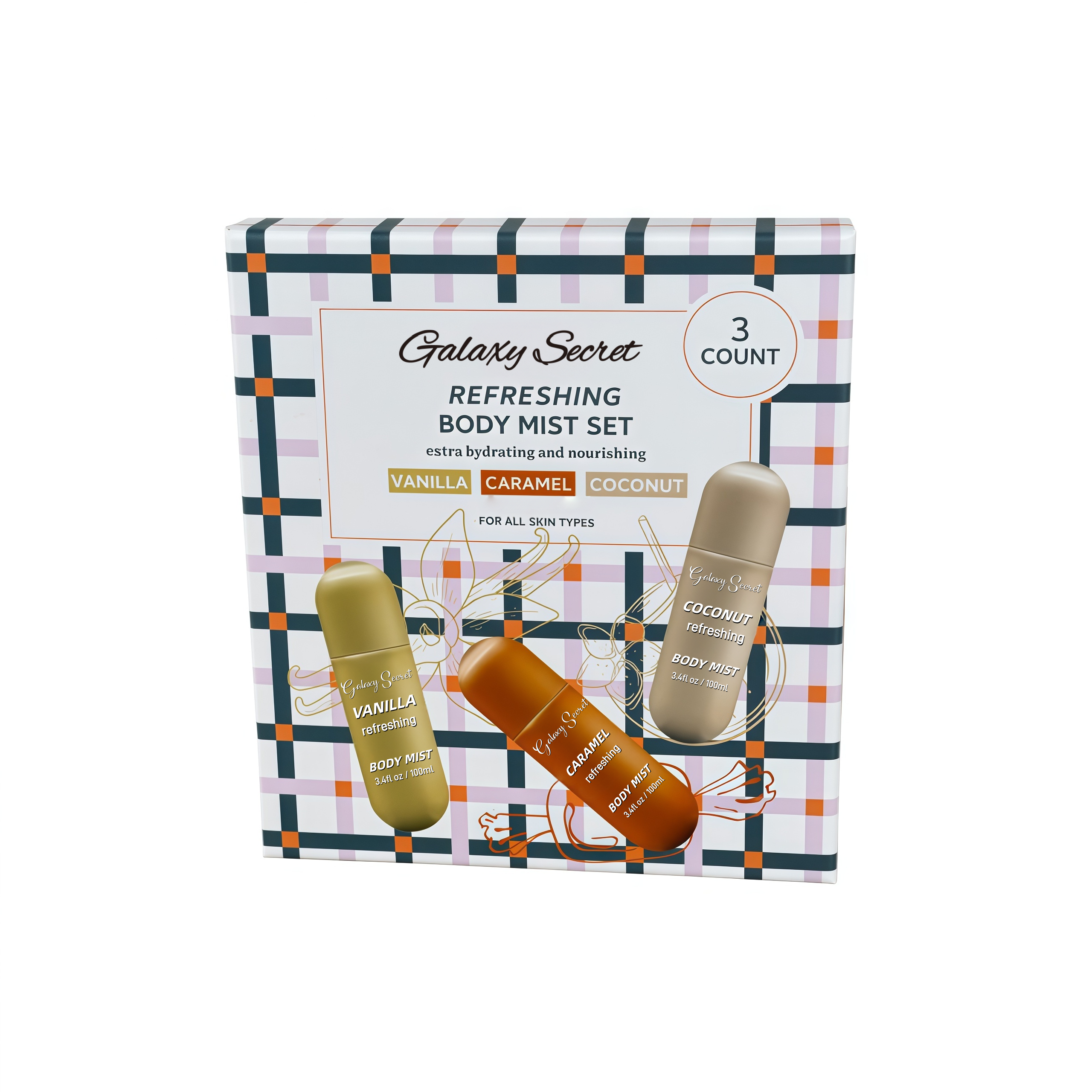 Refreshing Body Mist Gift Set 100ml Vanilla Caramel Coconut Hydrating Long Lasting Fragrance Private Label Custom Logo Wholesale