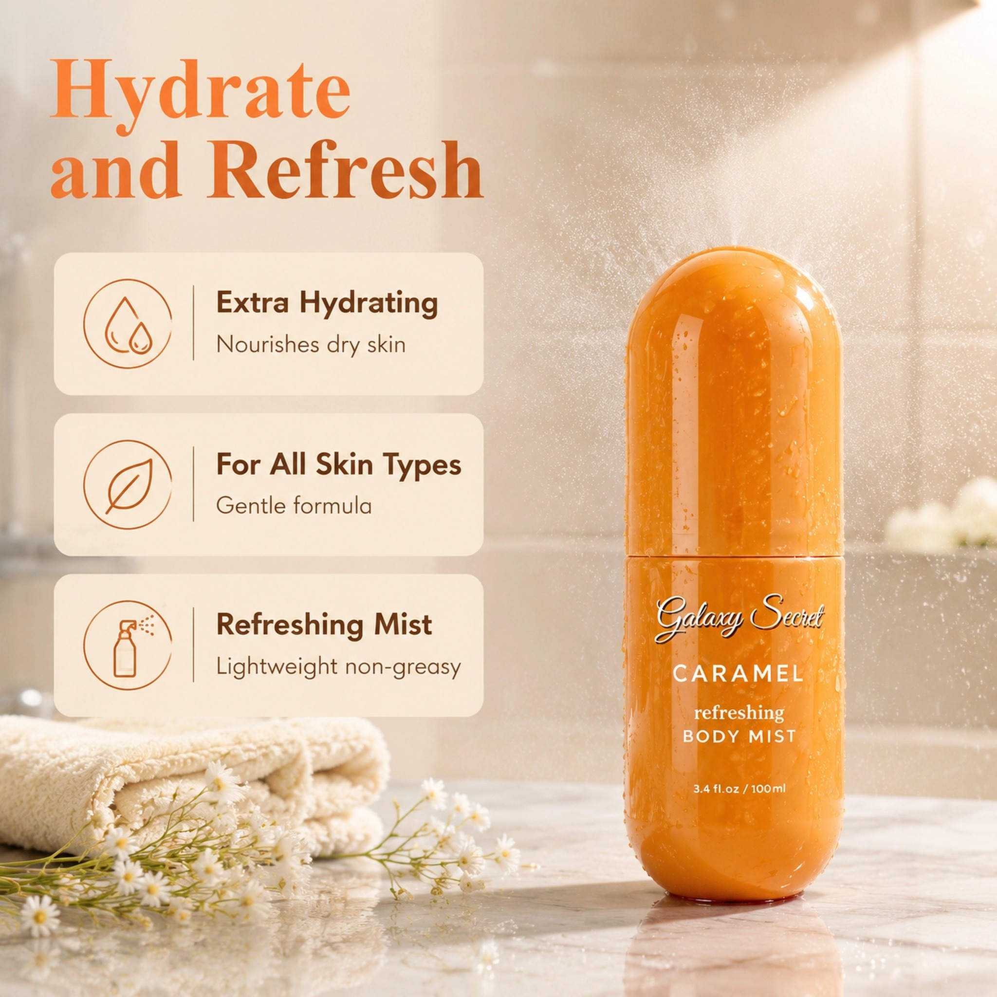 Refreshing Body Mist Gift Set 100ml Vanilla Caramel Coconut Hydrating Long Lasting Fragrance Private Label Custom Logo Wholesale