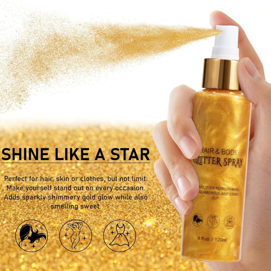 Oem Private Label Body Glitter Spray,Shimmer Spray,Gold Glitter For Hair And Body,Glitter Hairspray Smell Sweet And Seductive